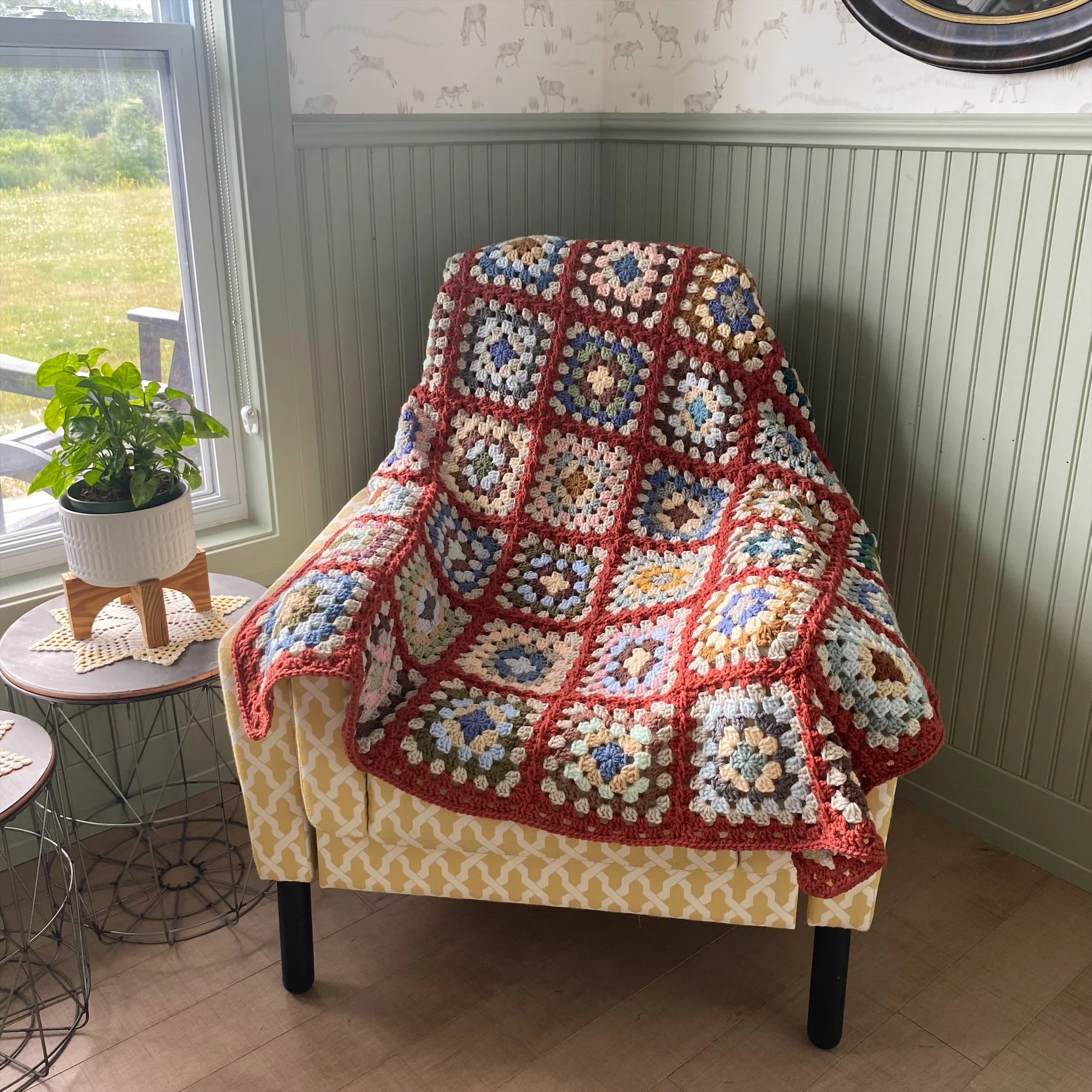 Granny Square Blanket - Rust