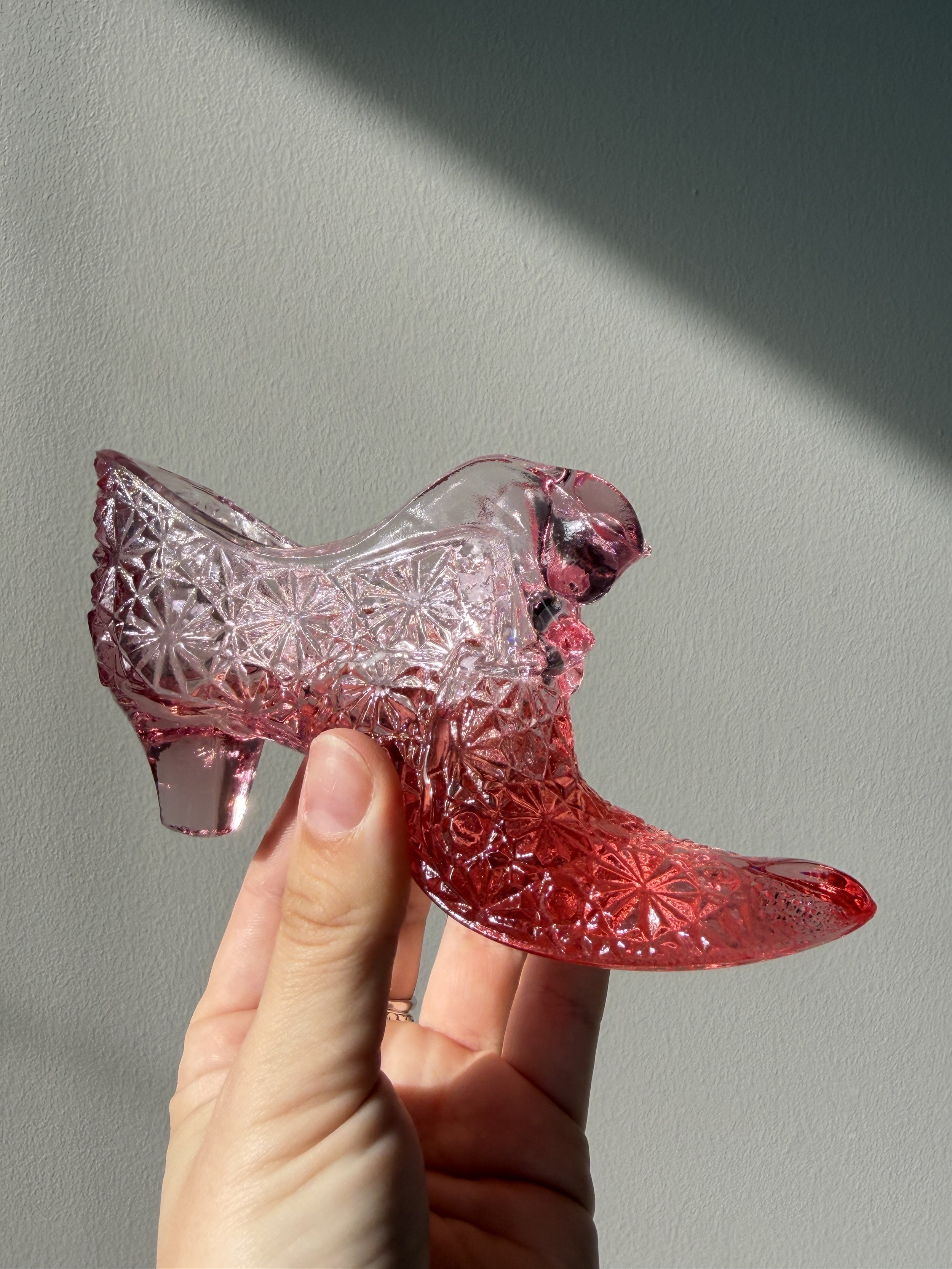 Vintage Fenton Pink Glass Shoe Slipper
