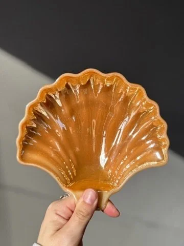 Vintage Orange Fire King Lustreware Shell Dish