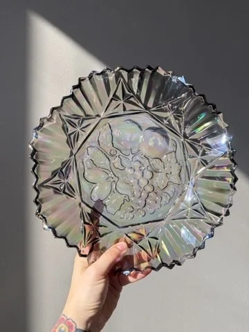 Vintage Smokey Iridescent Carnival Fruit Pattern Plate