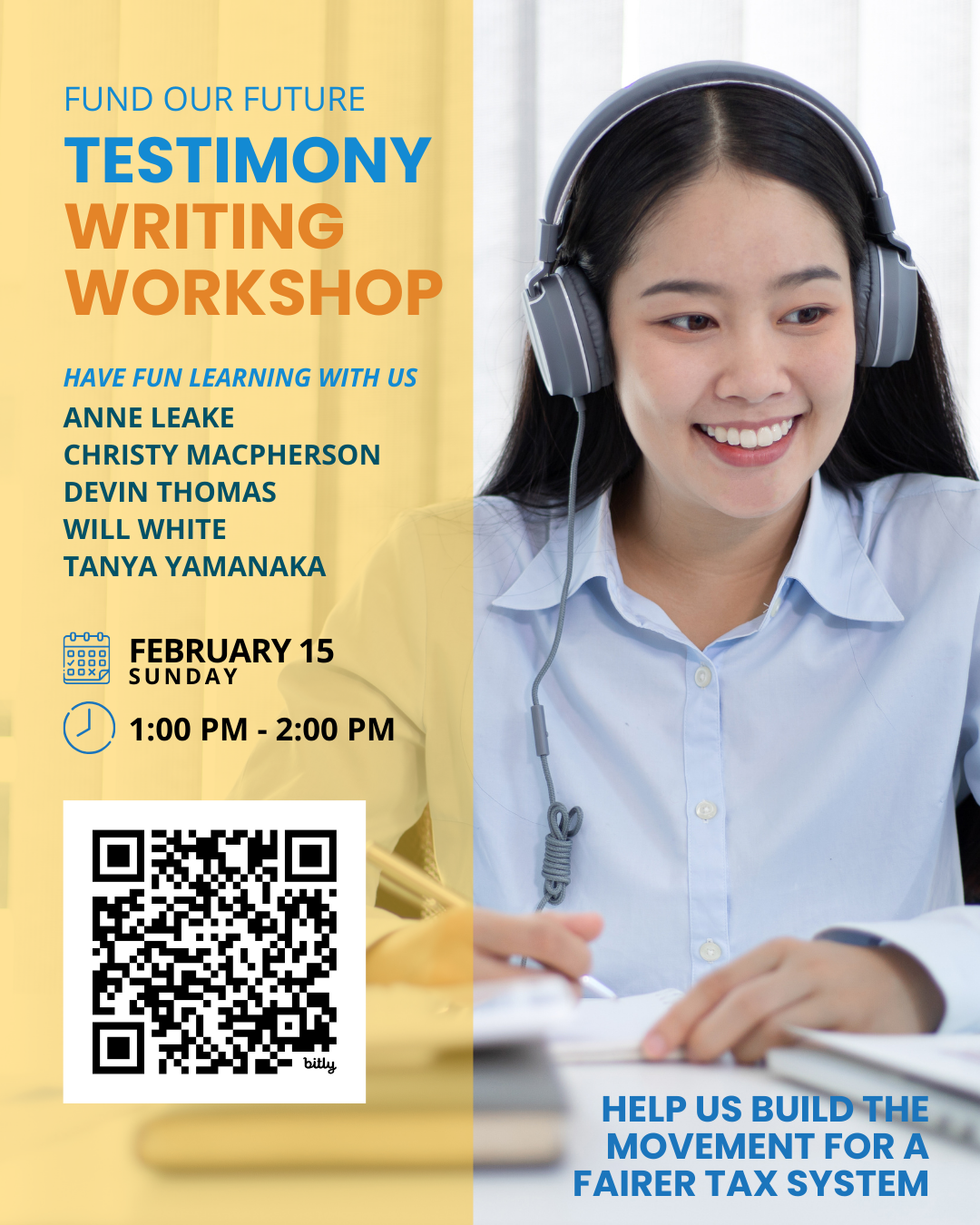 Online Feb. 15 Fund Our Future Testimony Writing Workshop