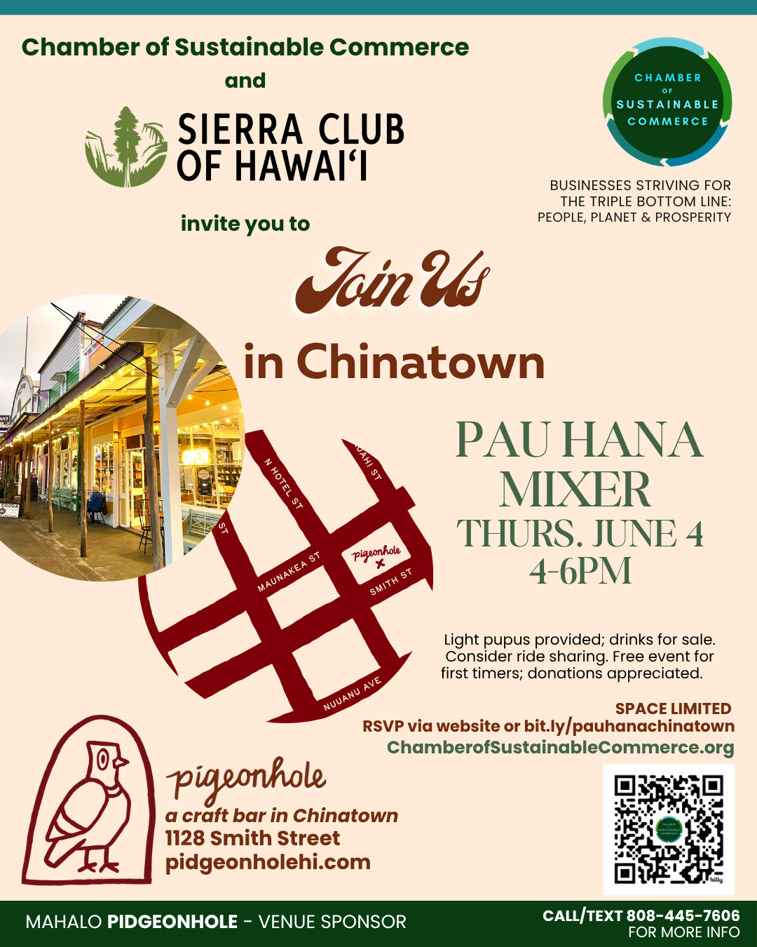 Chinatown Pau Hana Mixer with Sierra Club Hawaii on June 4