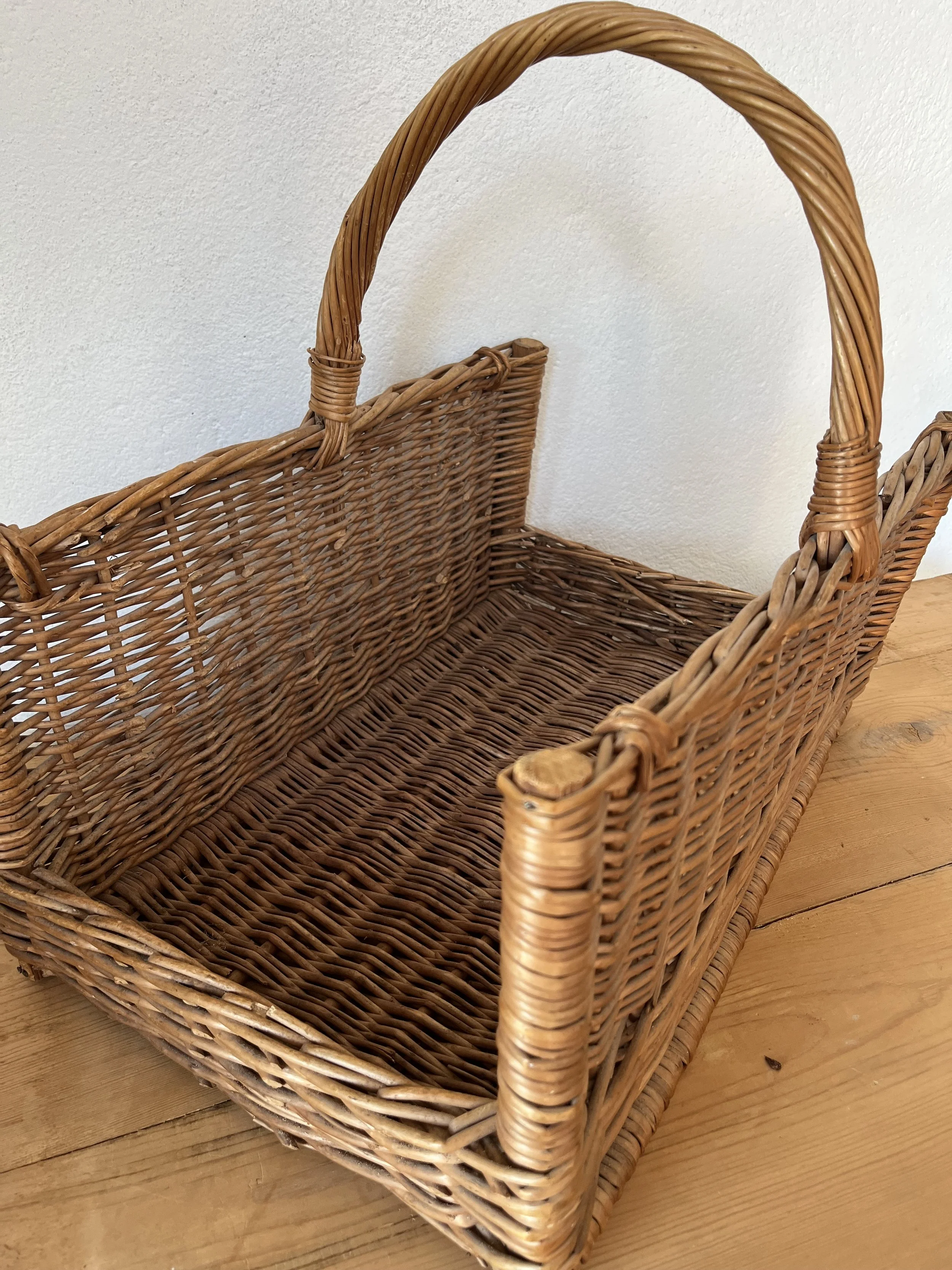 Secondhand vintage wicker log basket