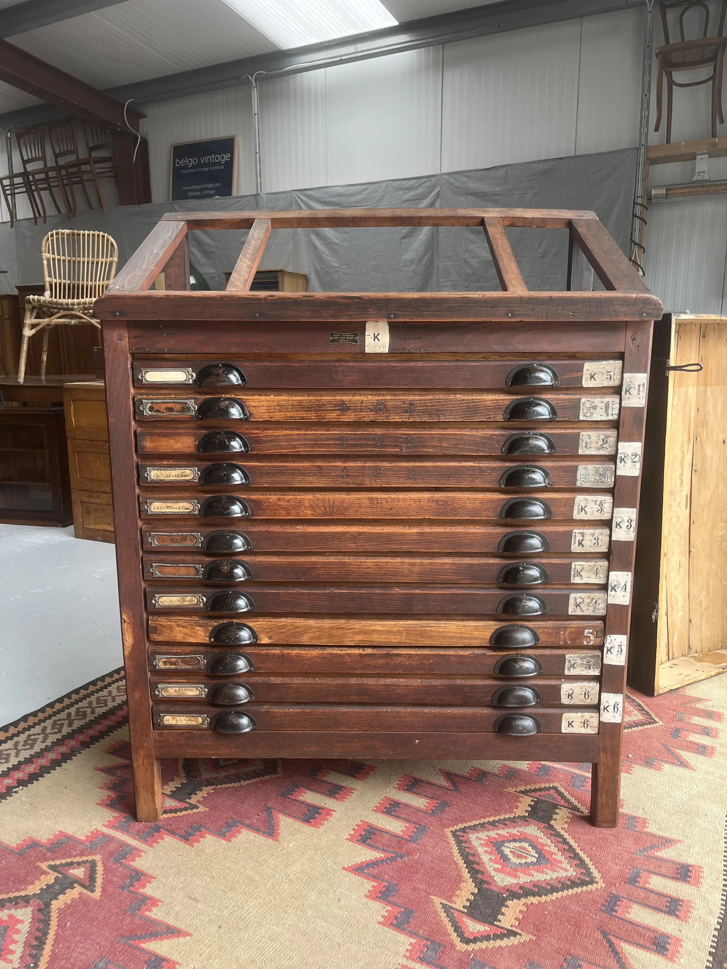 Secondhand vintage printer's cabinet