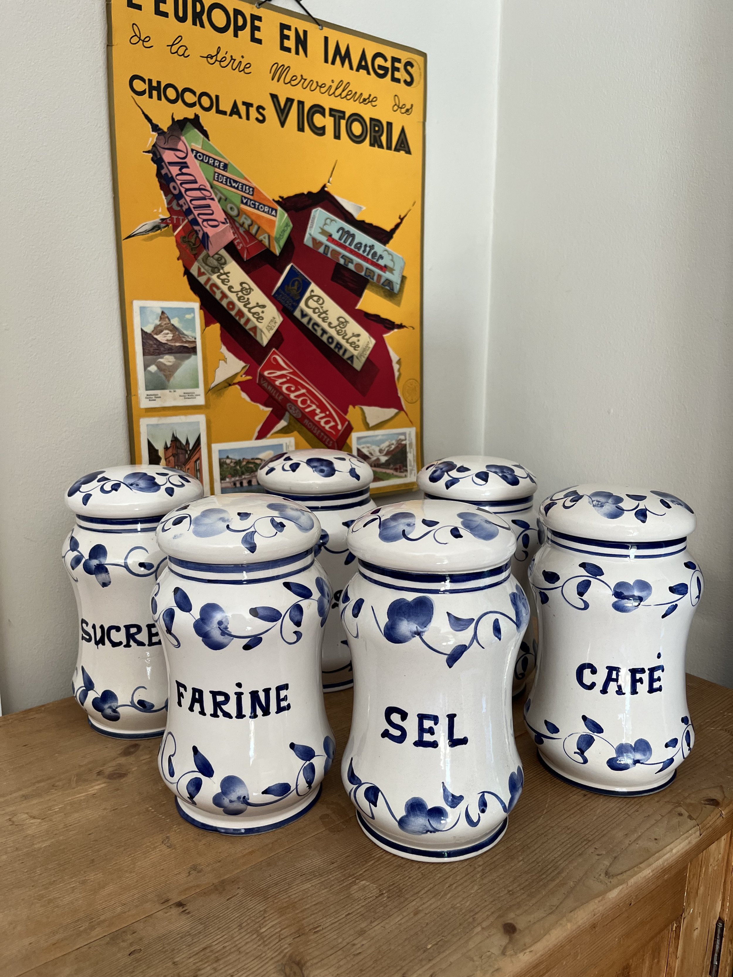 Secondhand vintage kitchen spice jars