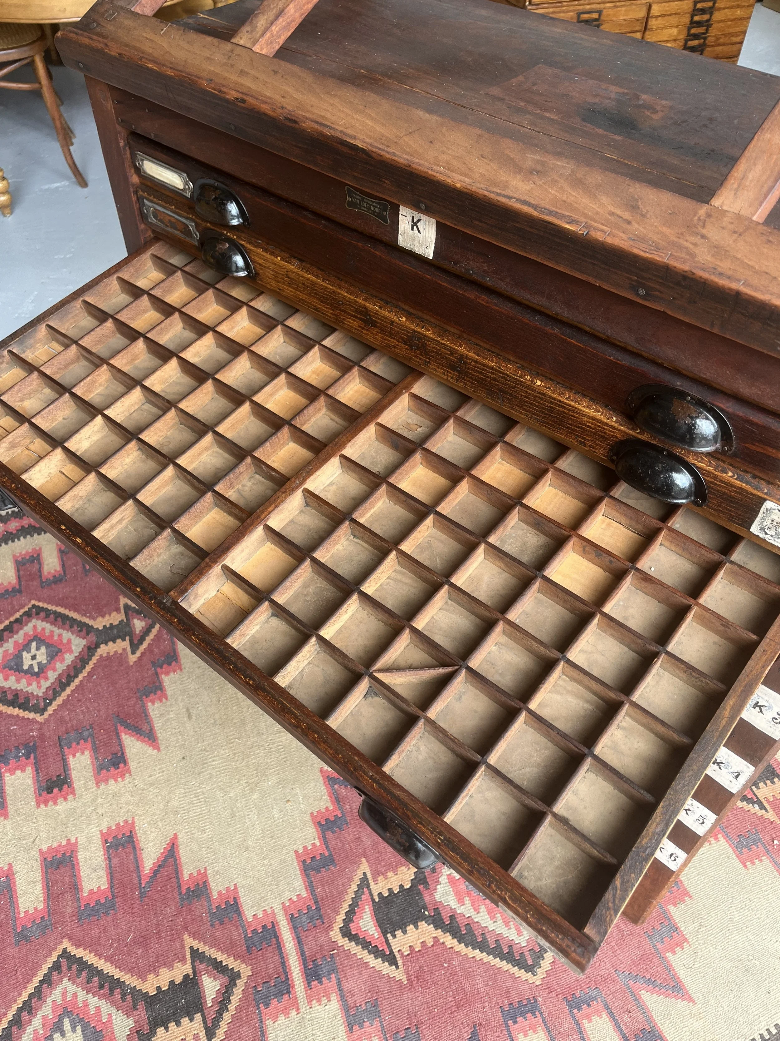 Secondhand vintage printer's cabinet