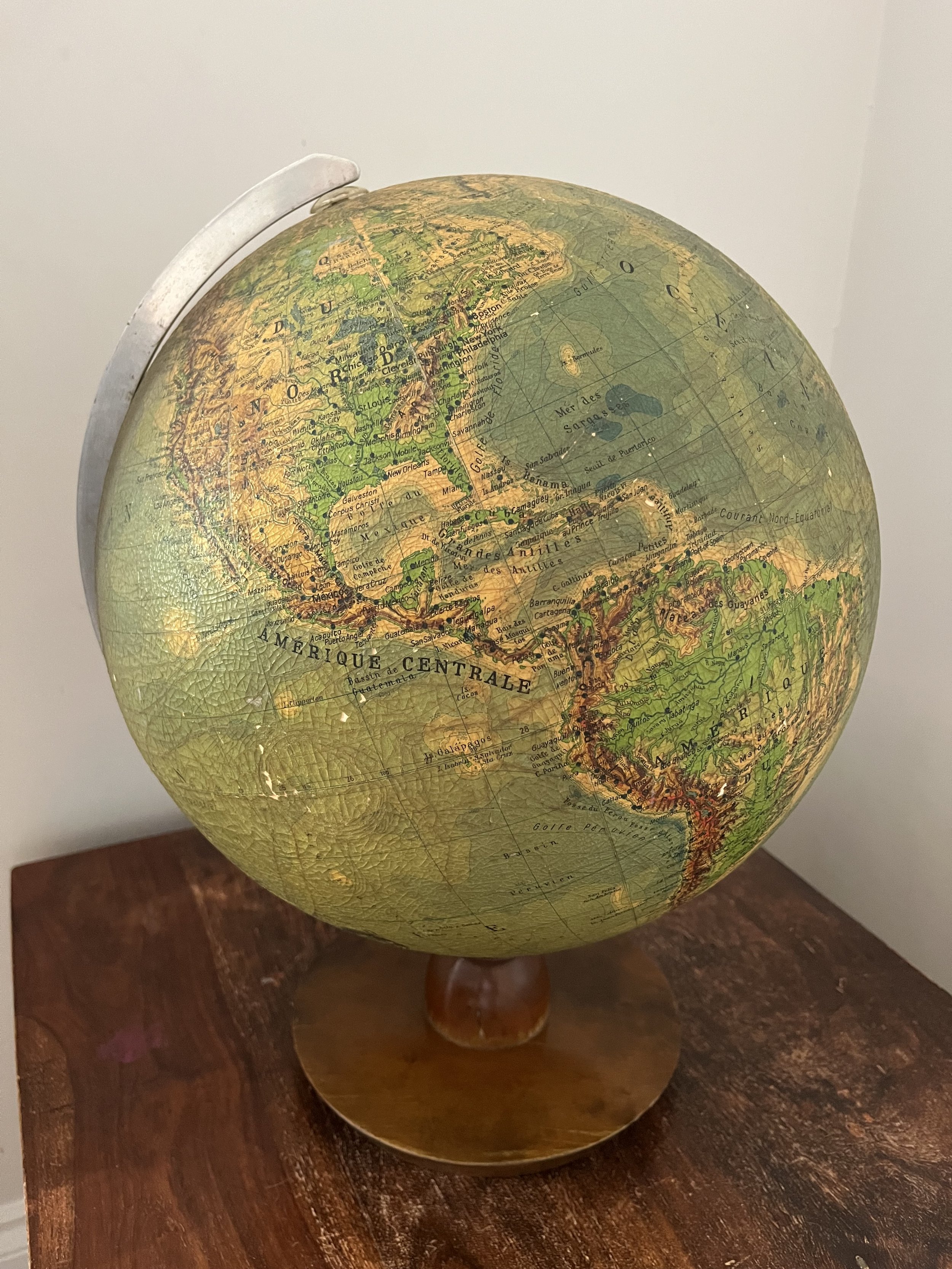 Secondhand vintage globe earth map