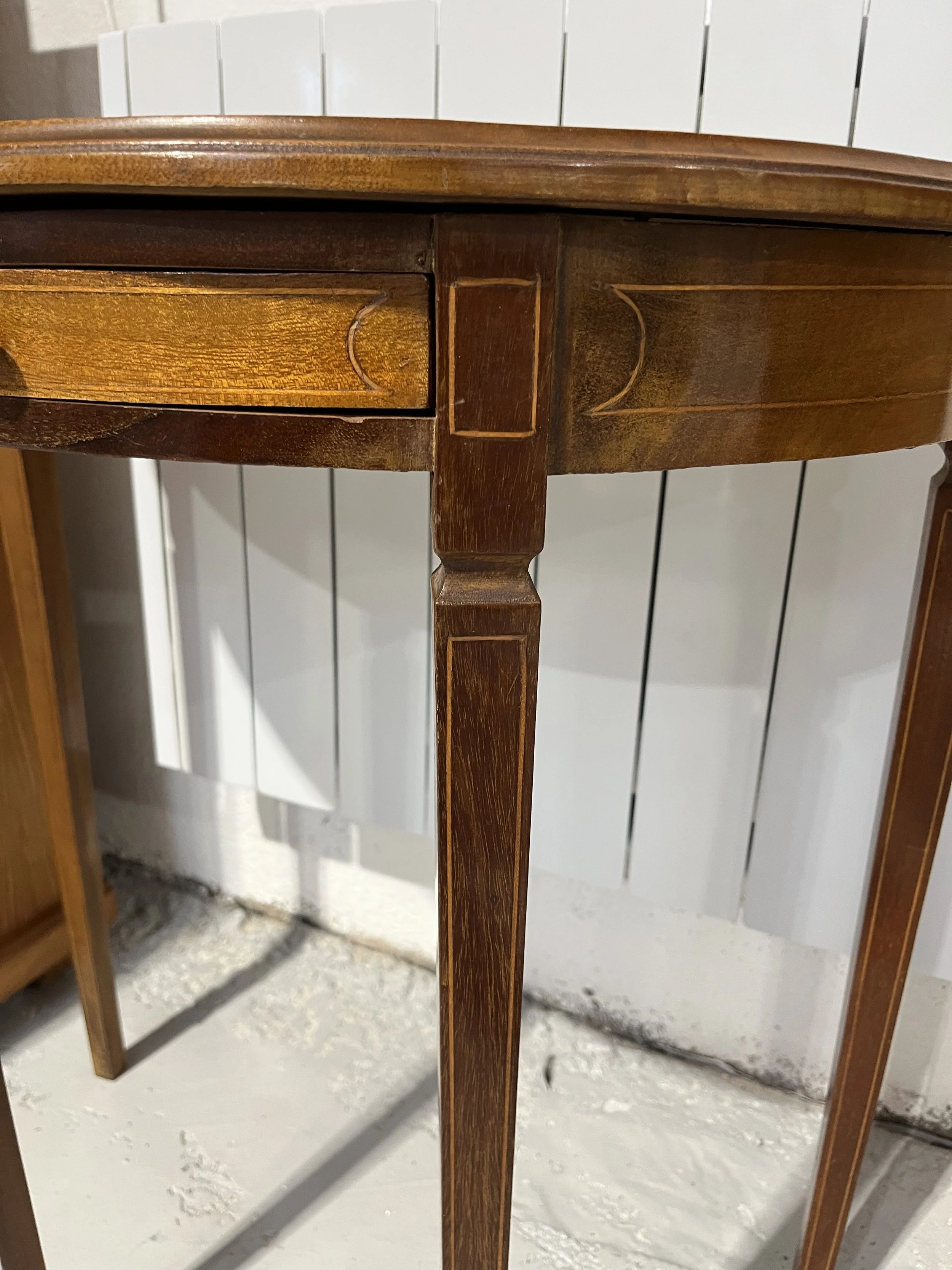 Vintage secondhand half moon console table