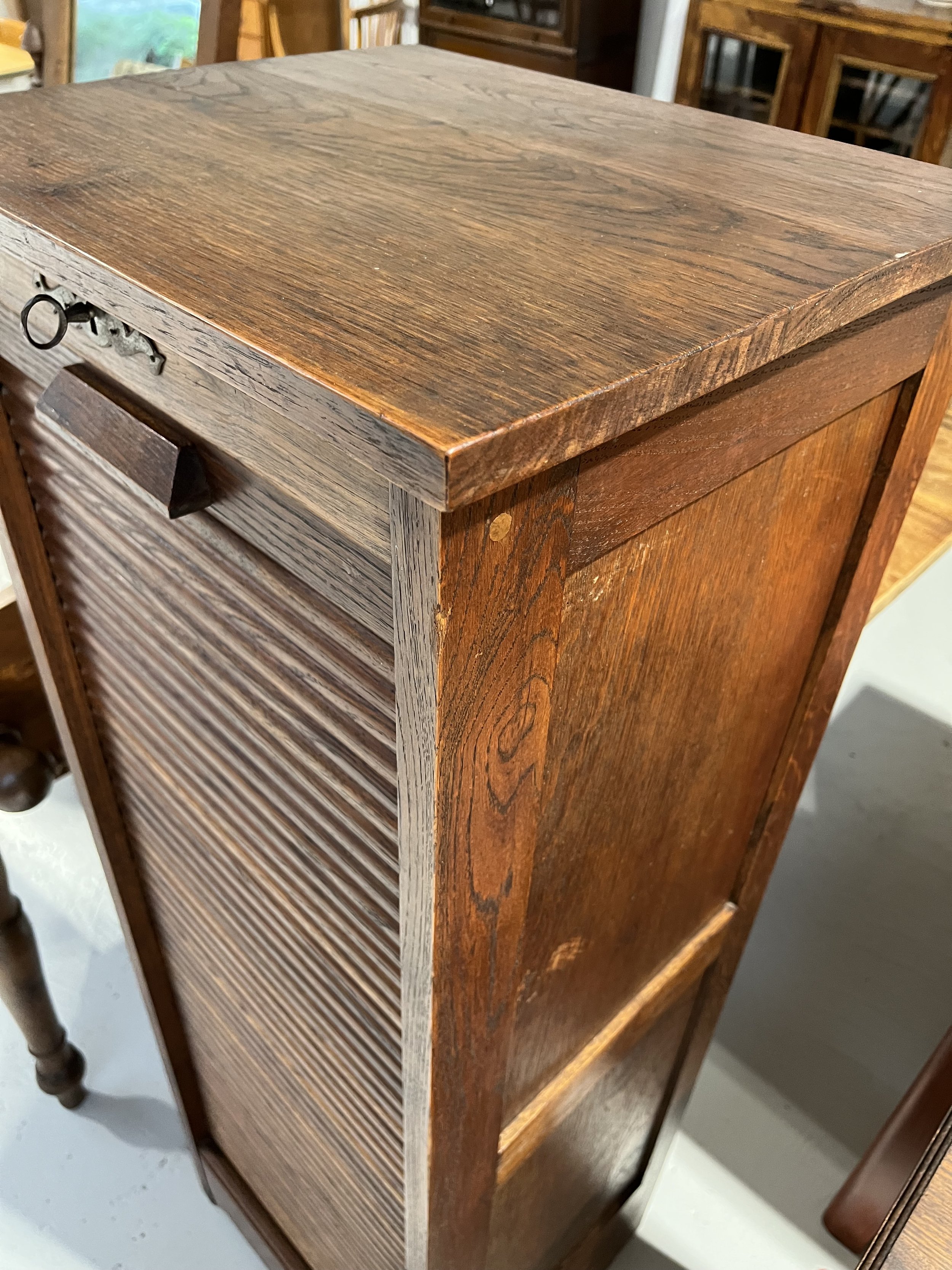 Vintage secondhand tambour filing cabinet