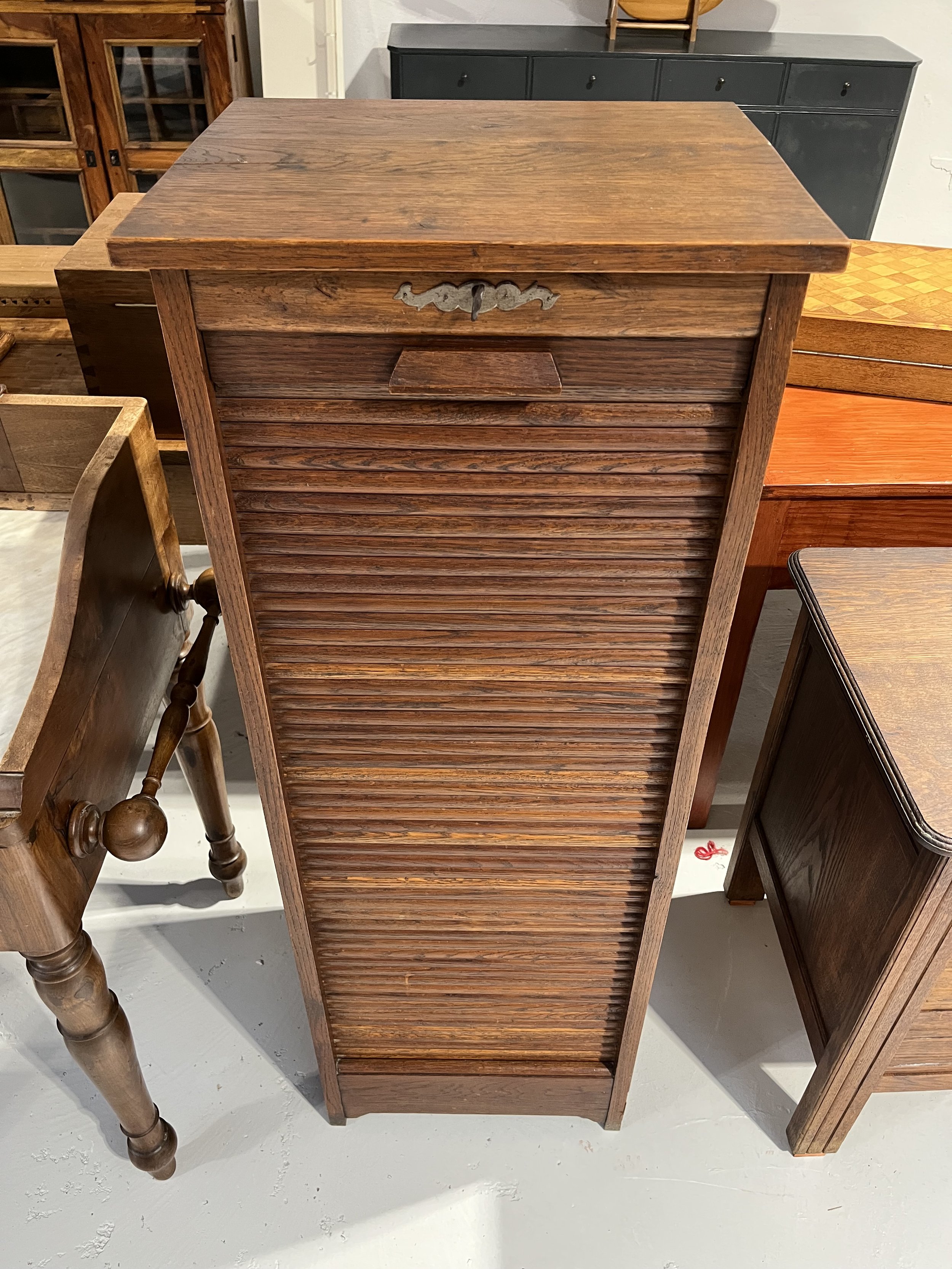 Vintage secondhand tambour filing cabinet