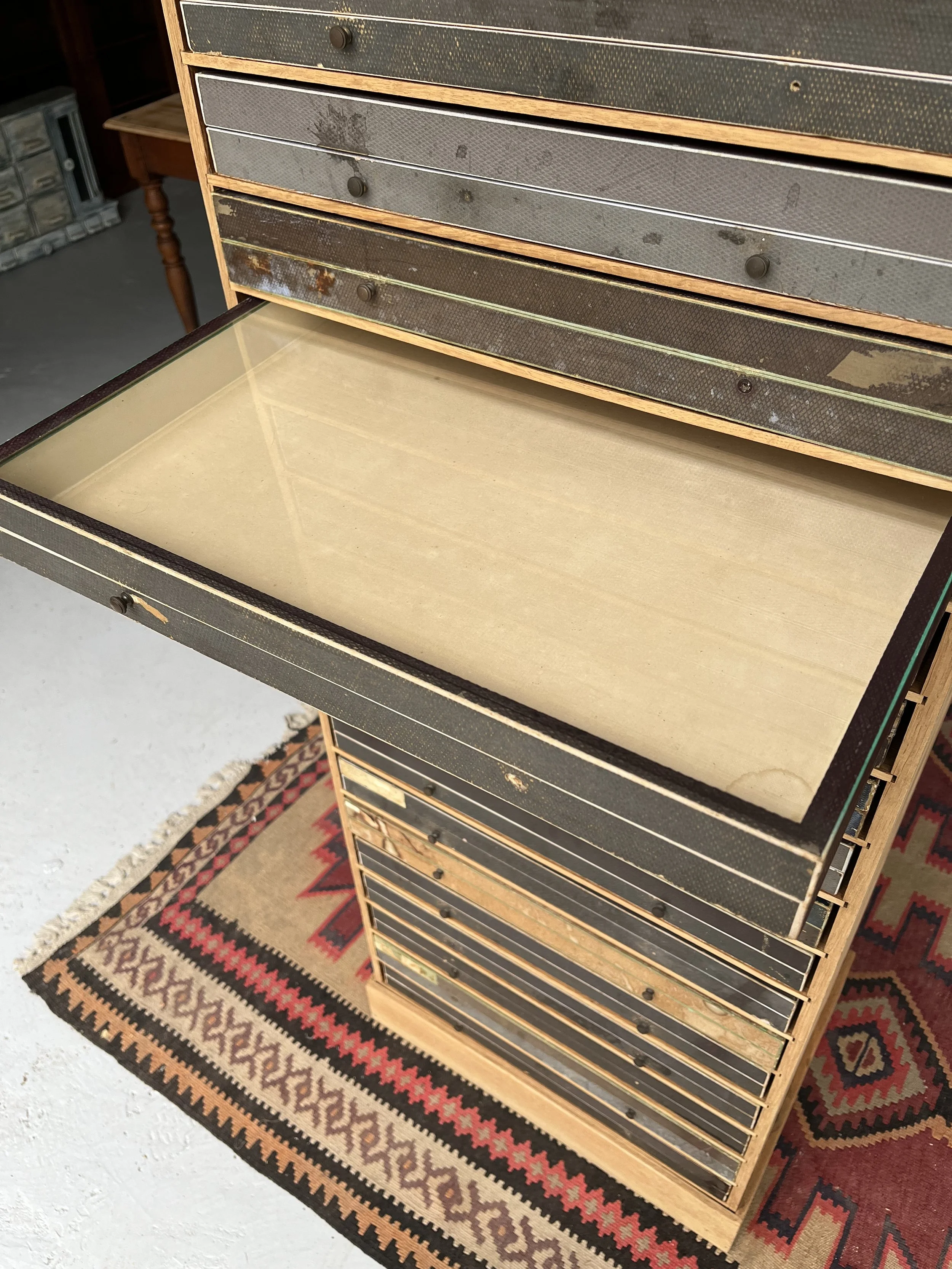 Secondhand vintage multi-drawer cabinet entomology