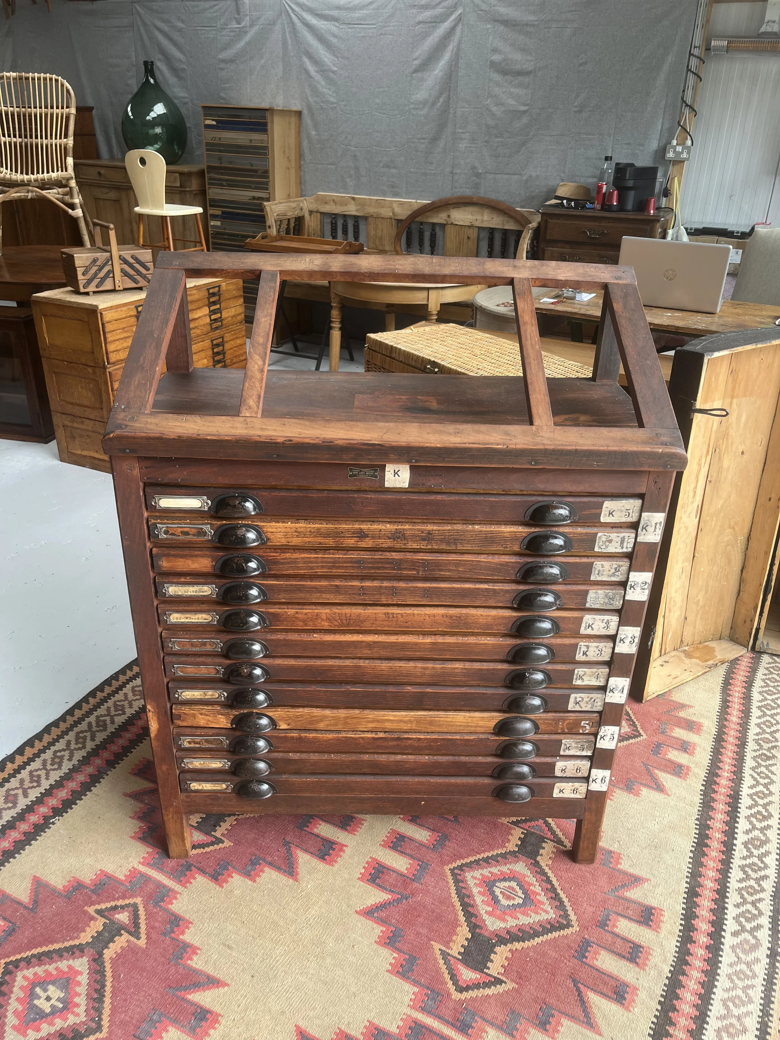 Secondhand vintage printer's cabinet