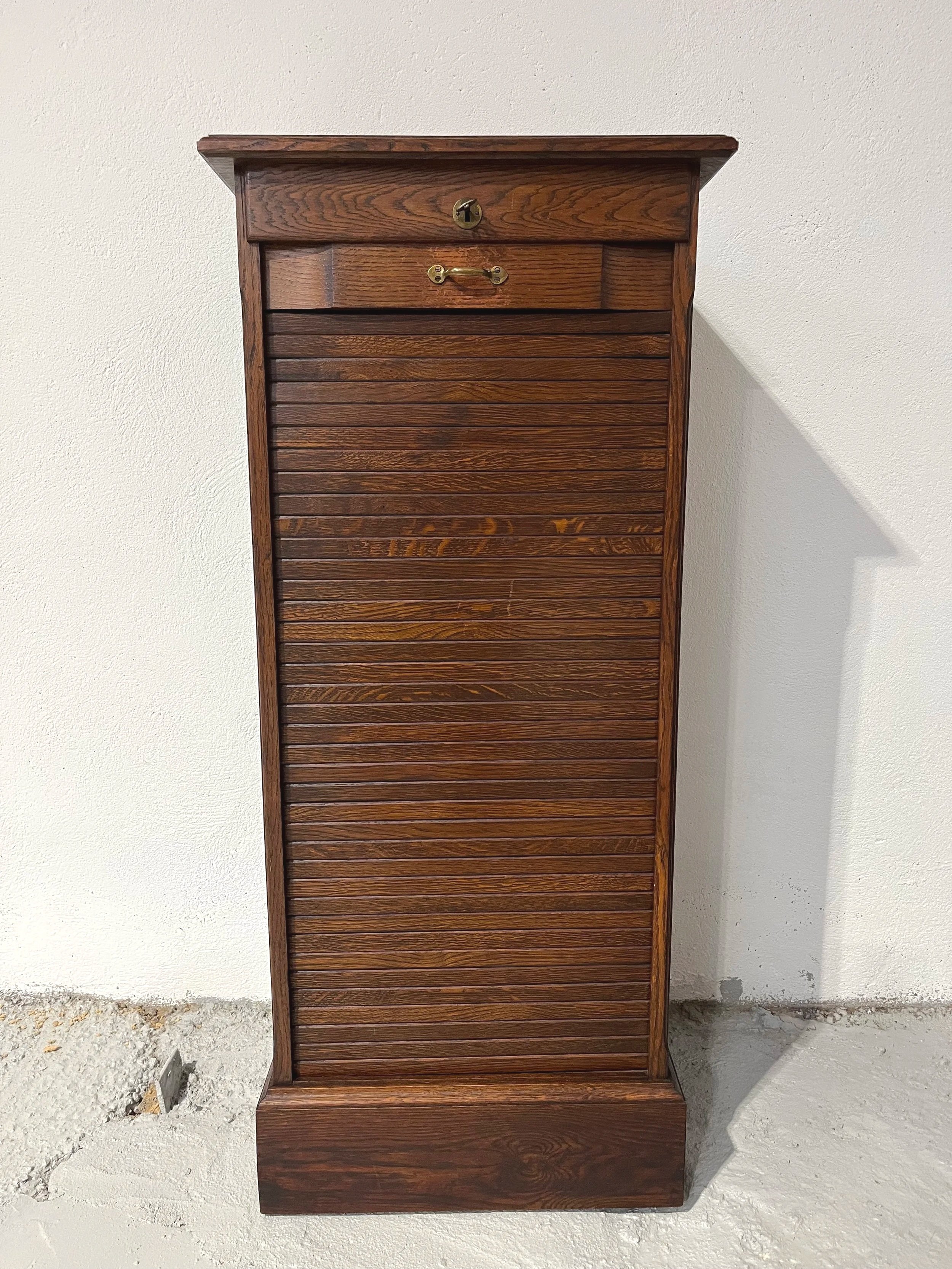 Secondhand vintage tambour filing cabinet