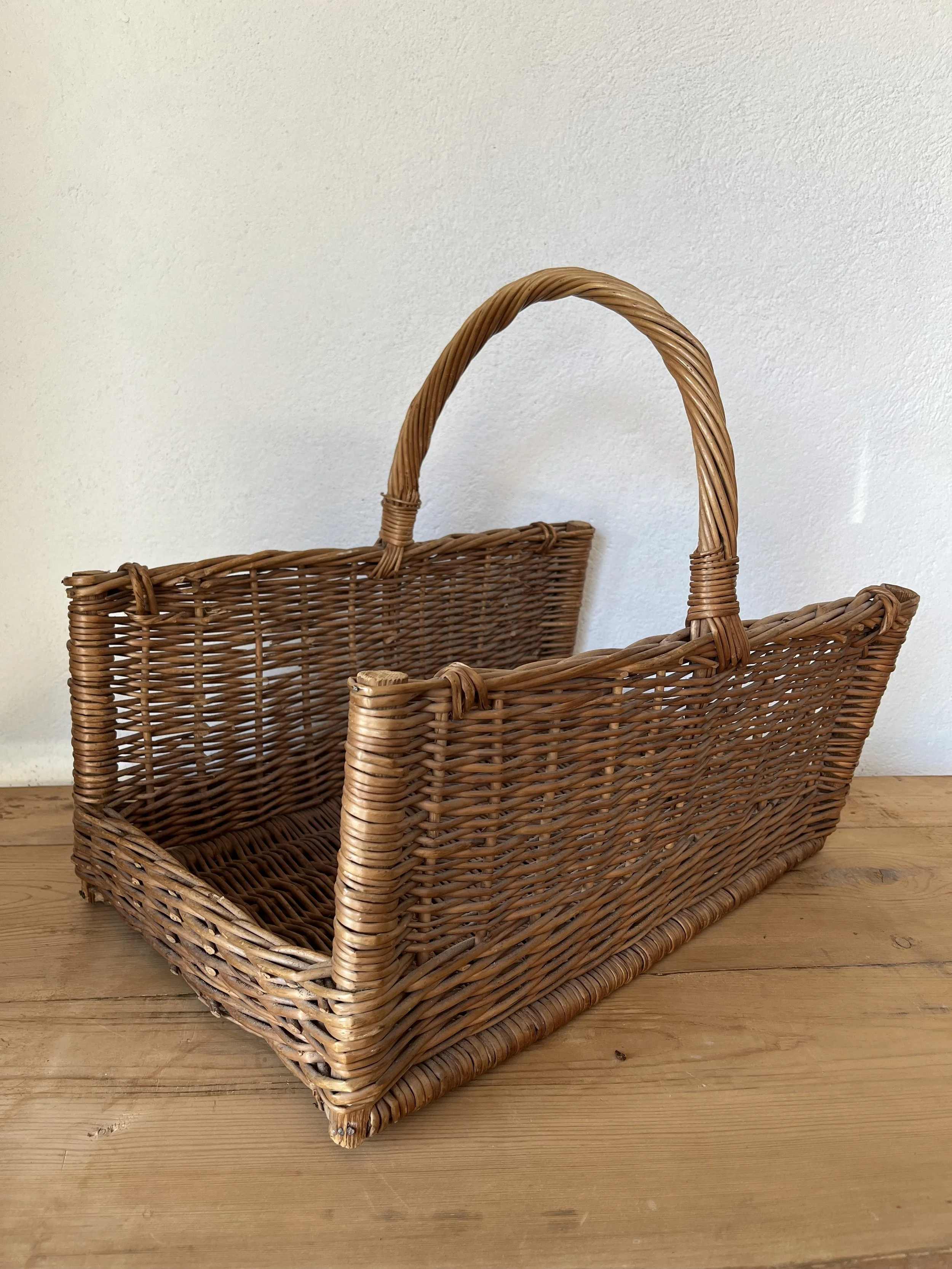 Secondhand vintage wicker log basket