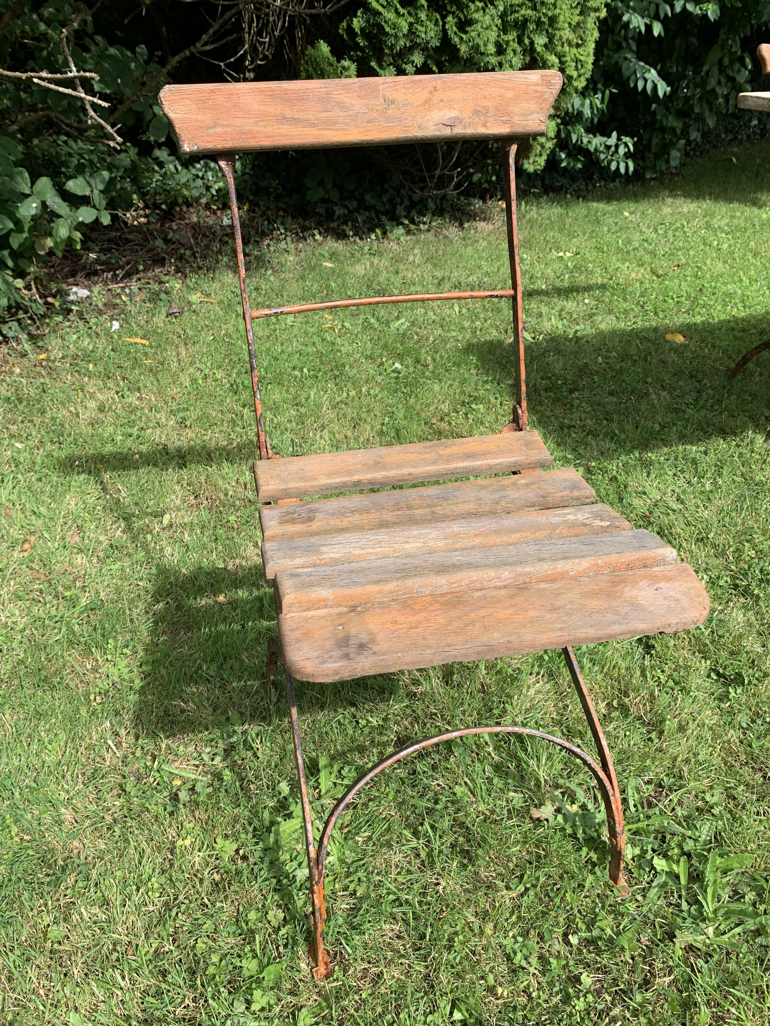 Secondhand vintage outdoor bistro table and chairs