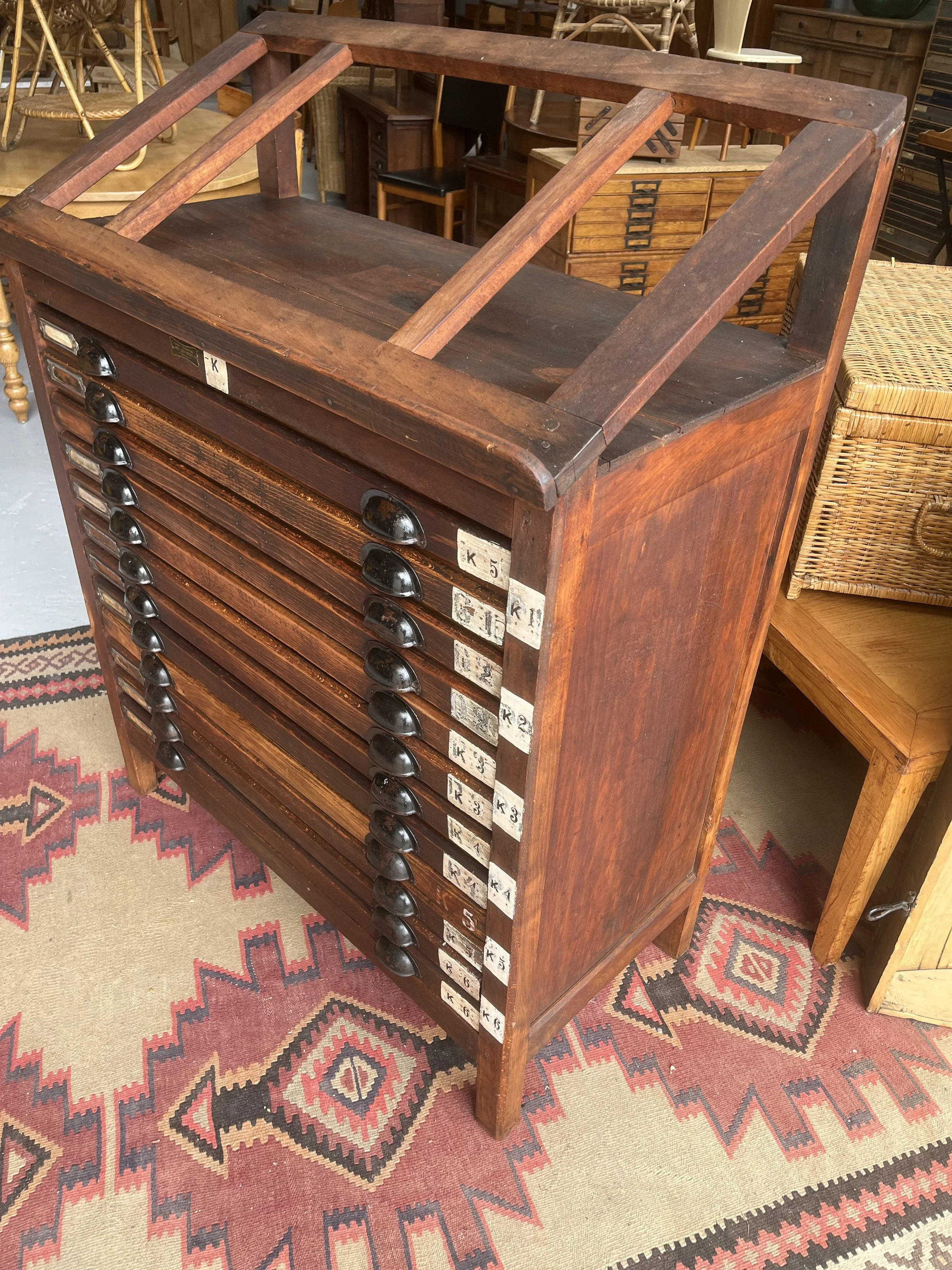 Secondhand vintage printer's cabinet