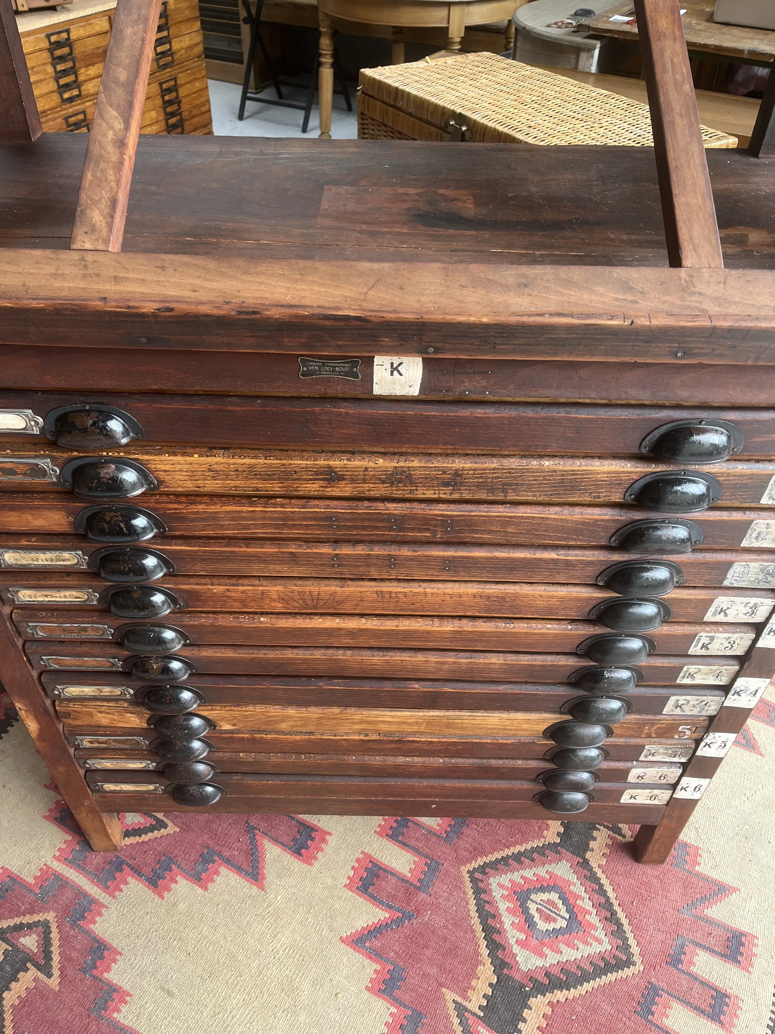 Secondhand vintage printer's cabinet
