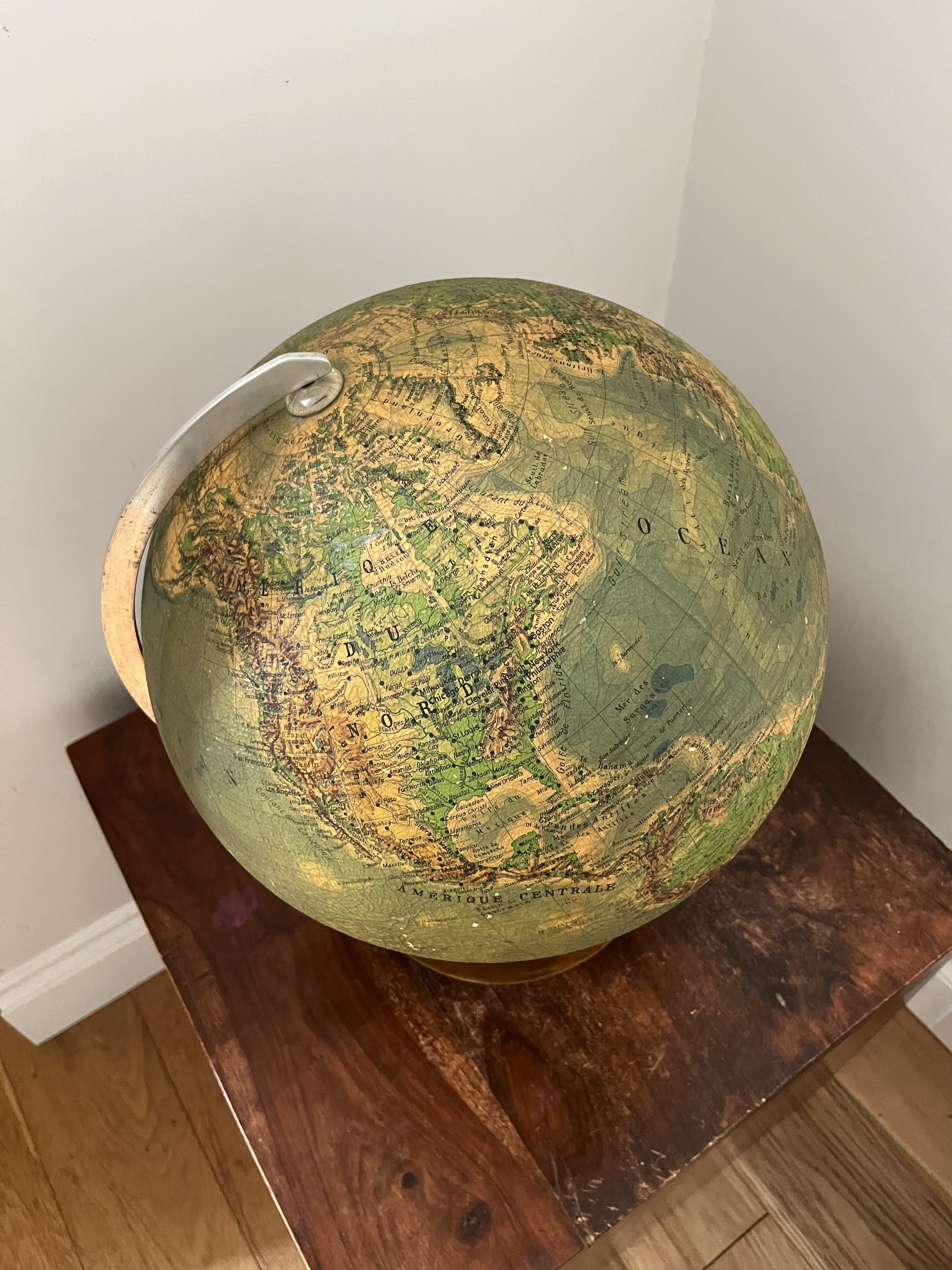 Secondhand vintage globe earth map
