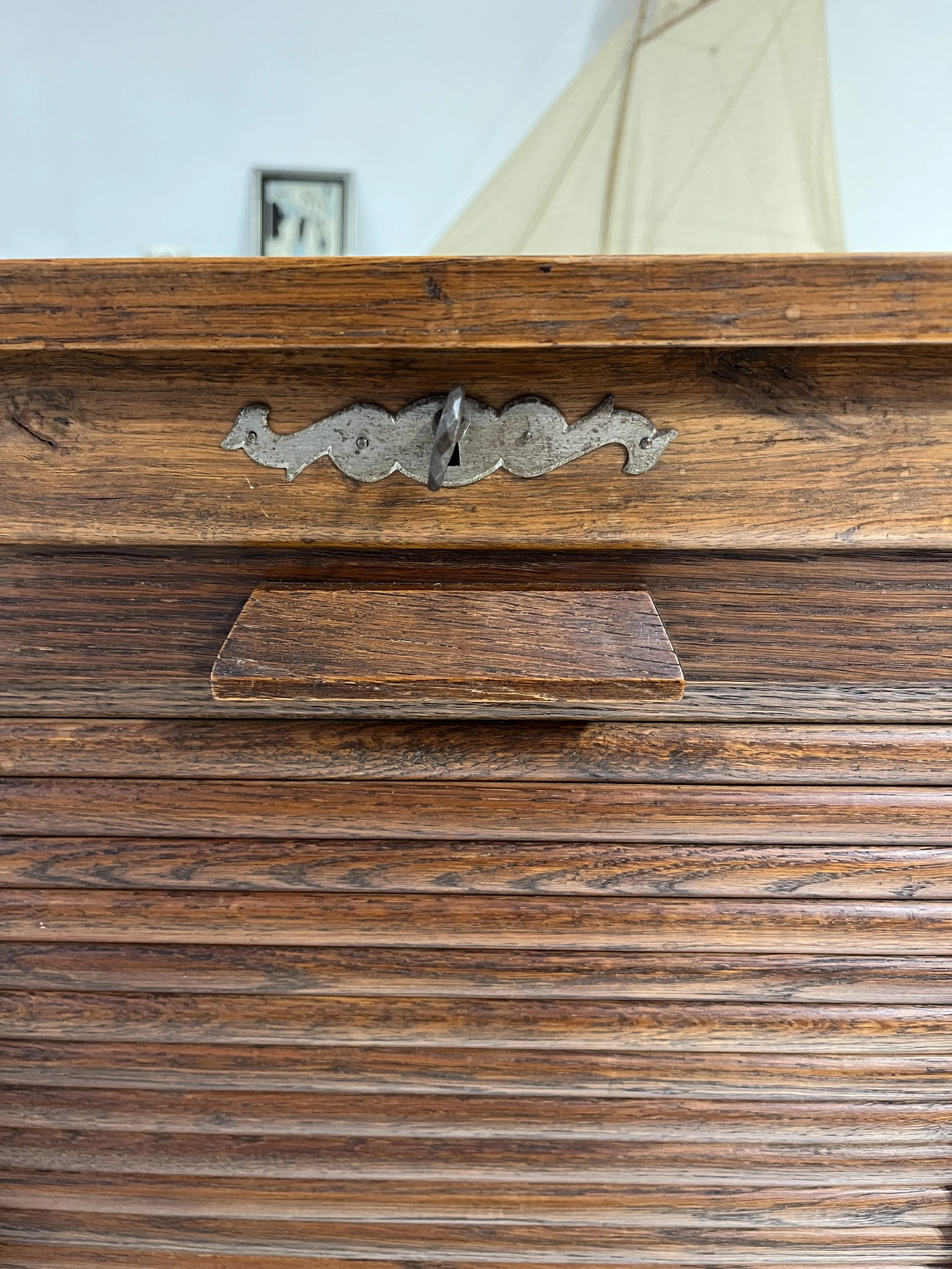 Vintage secondhand tambour filing cabinet