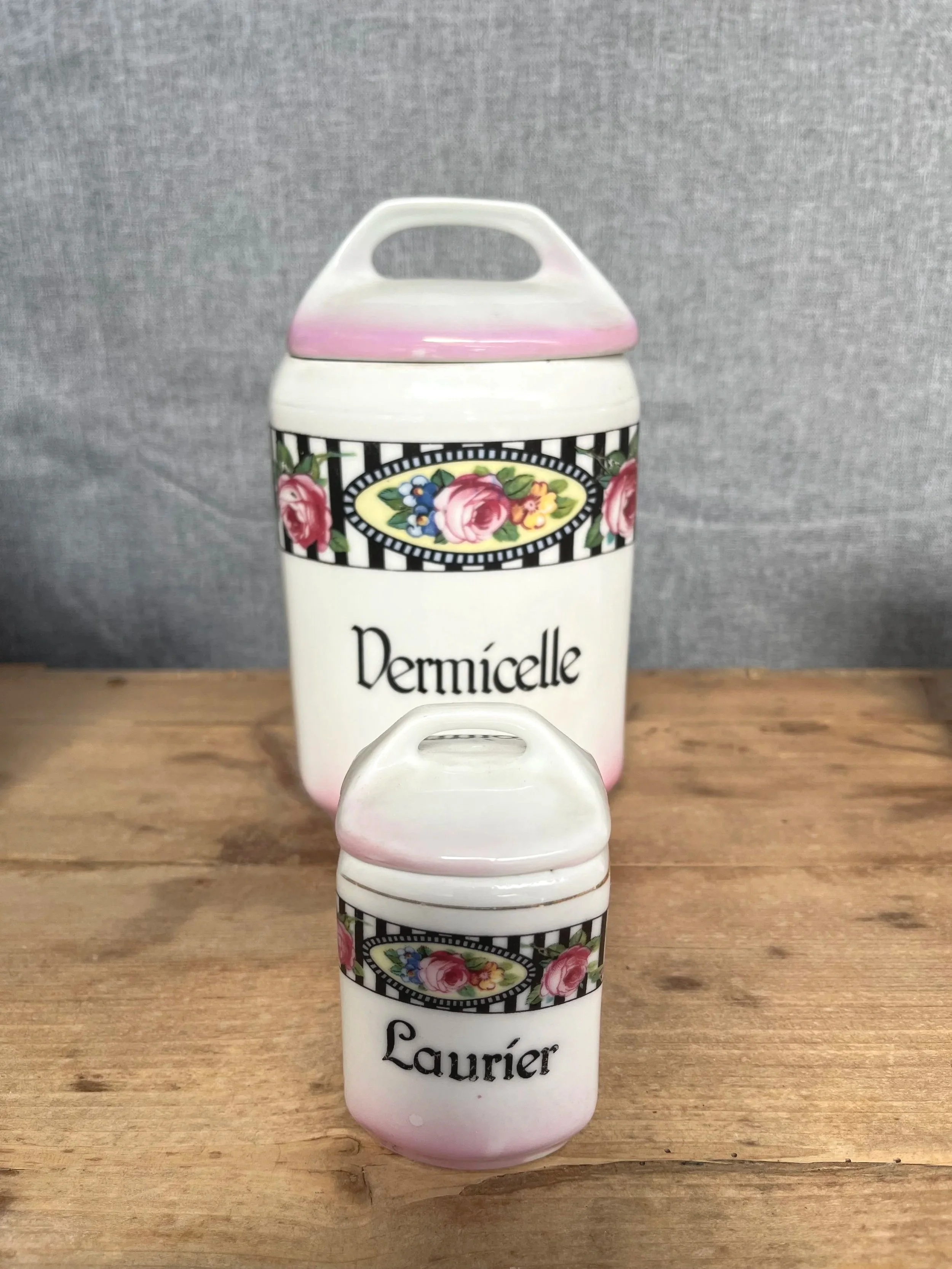 Secondhand vintage art deco kitchen canisters