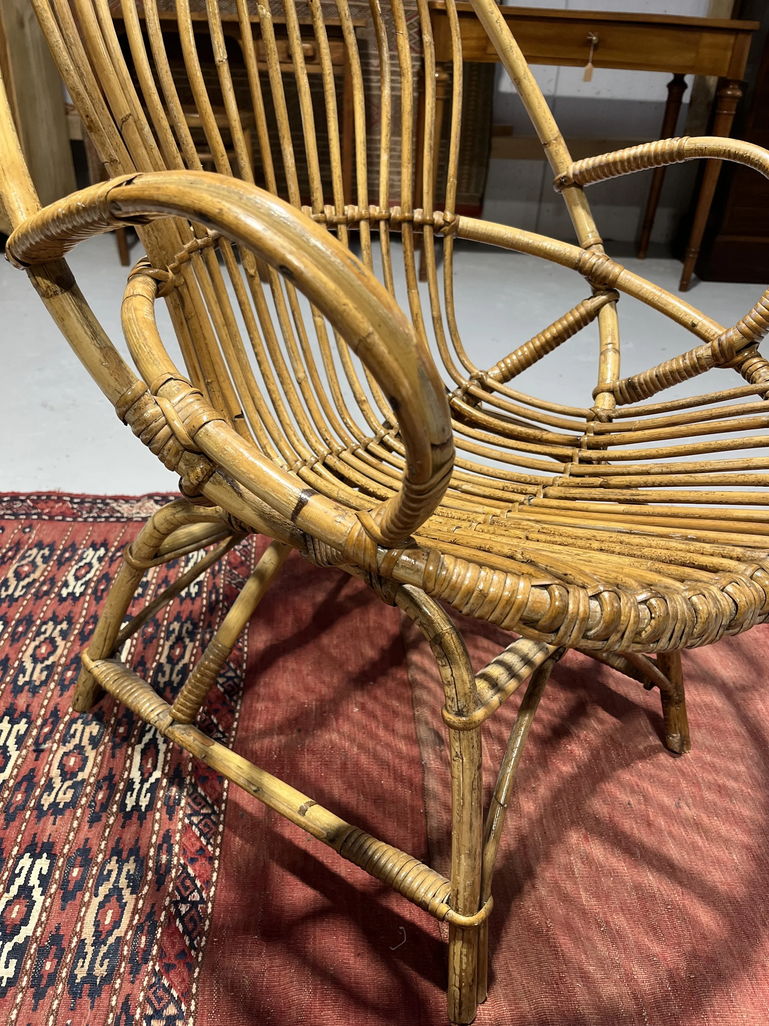 Vintage secondhand rattan armchair
