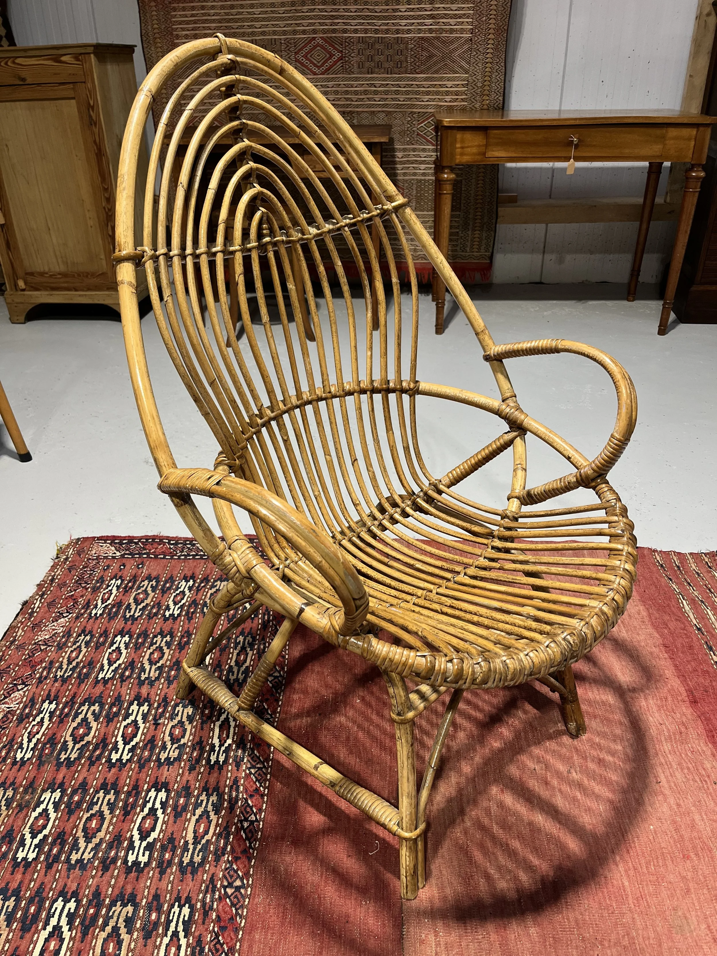Vintage secondhand rattan armchair