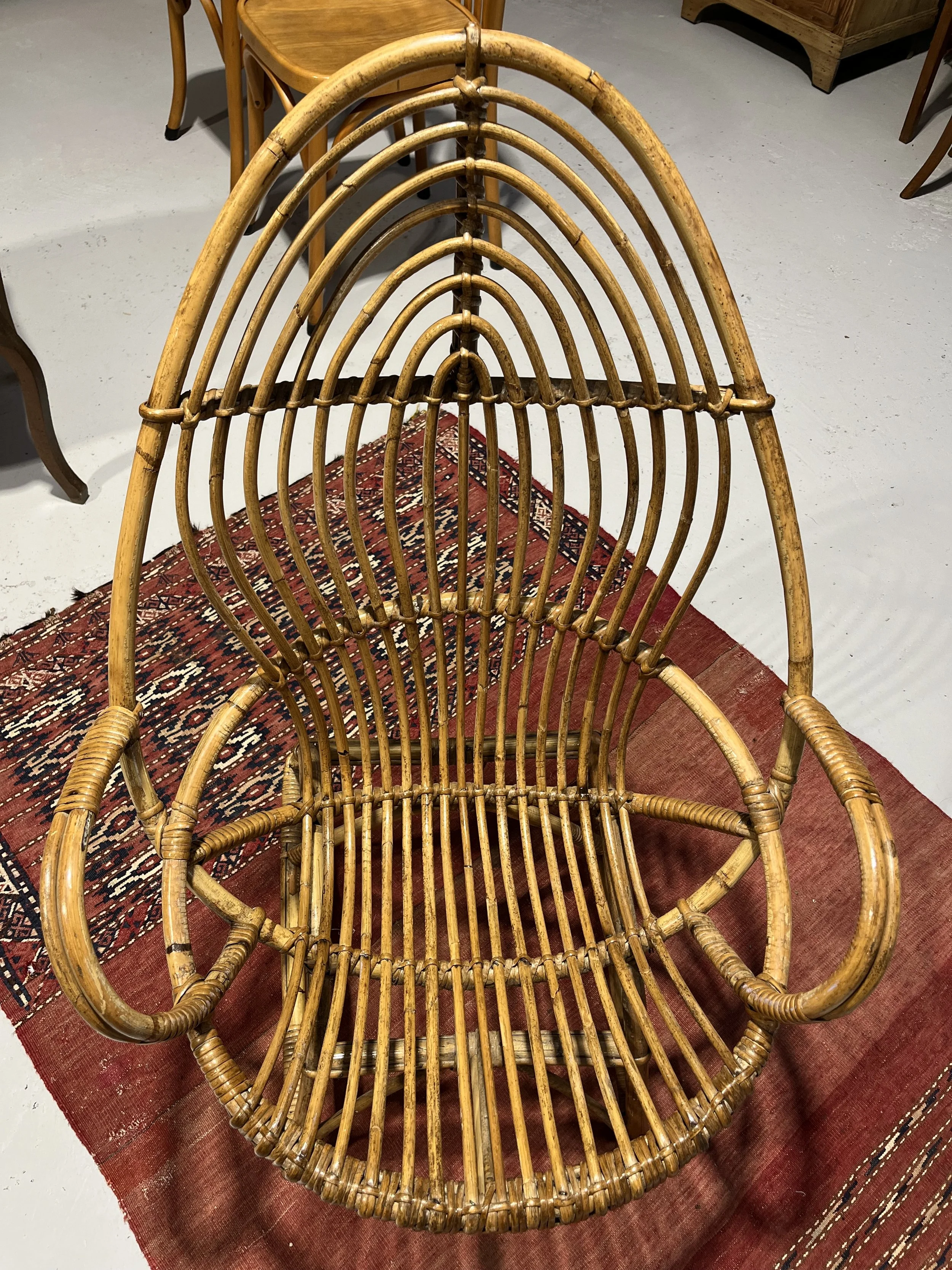 Vintage secondhand rattan armchair