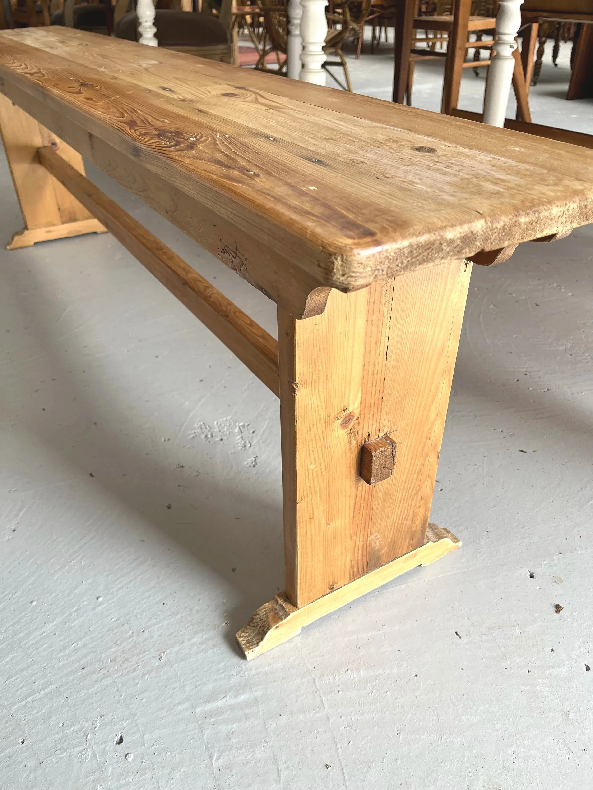 Secondhand vintage farmhouse trestle bench