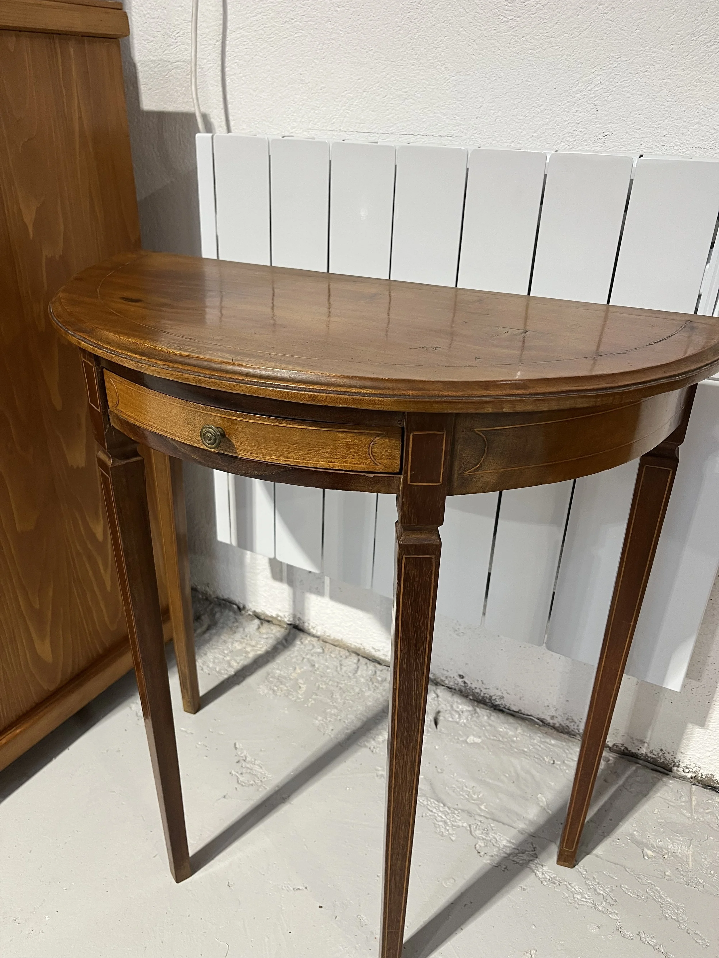 Vintage secondhand half moon console table