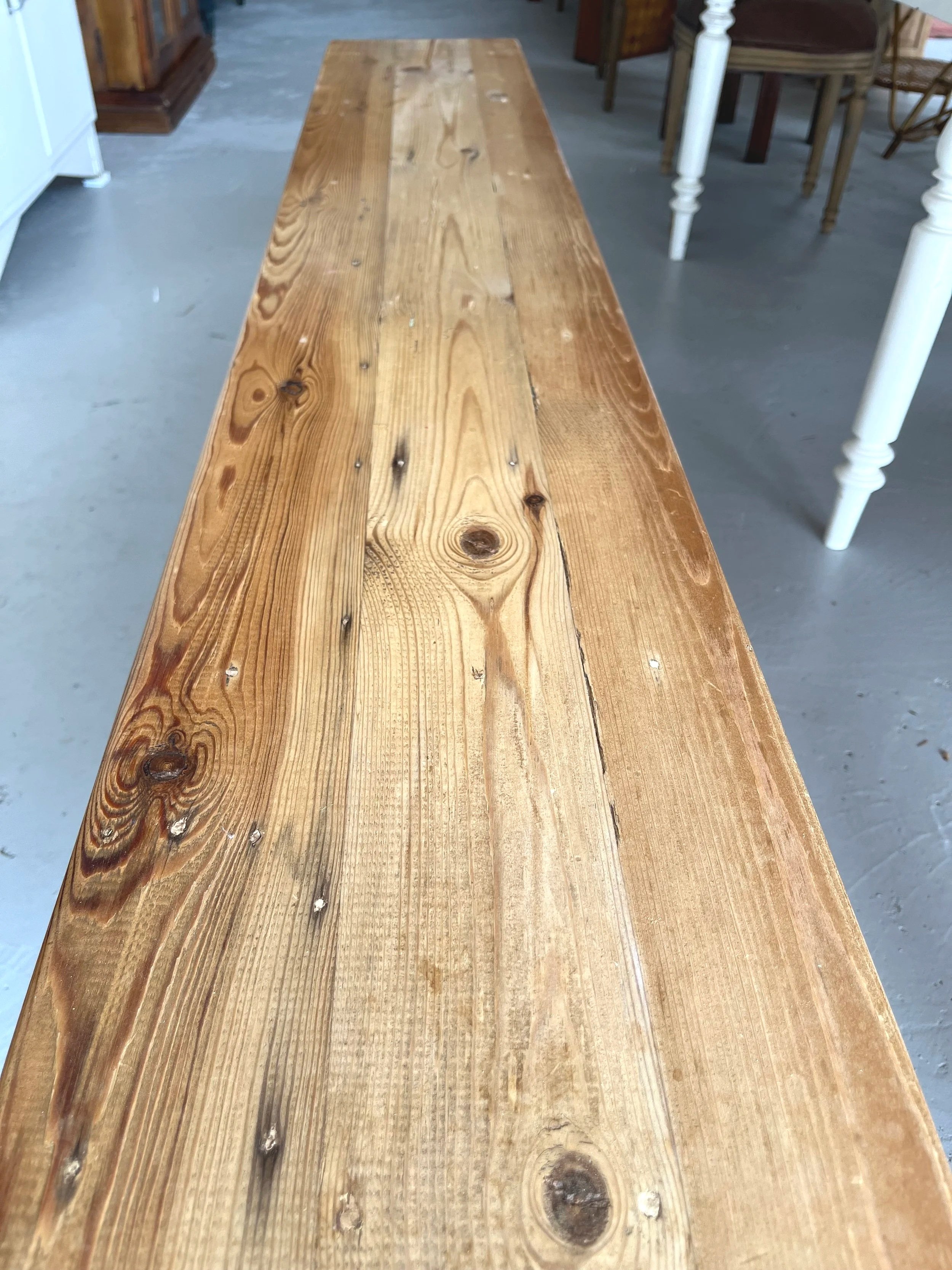 Secondhand vintage farmhouse trestle bench