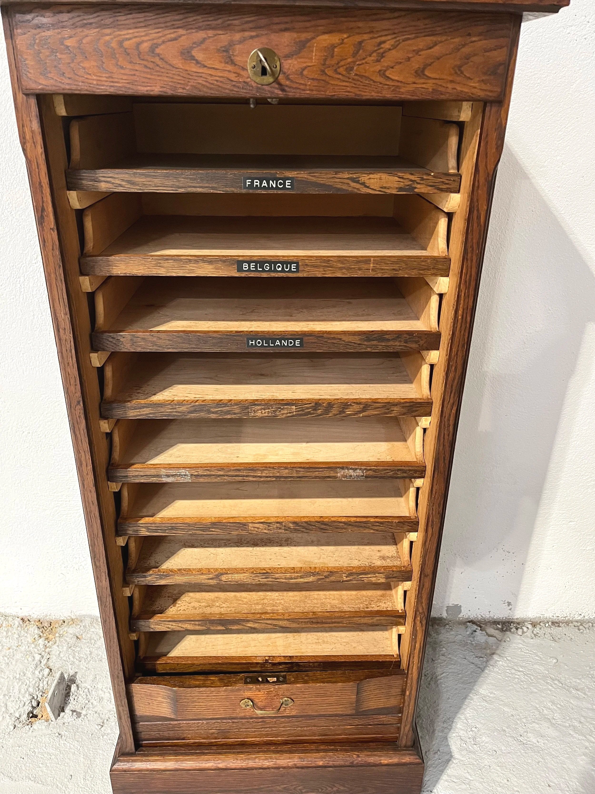 Secondhand vintage tambour filing cabinet