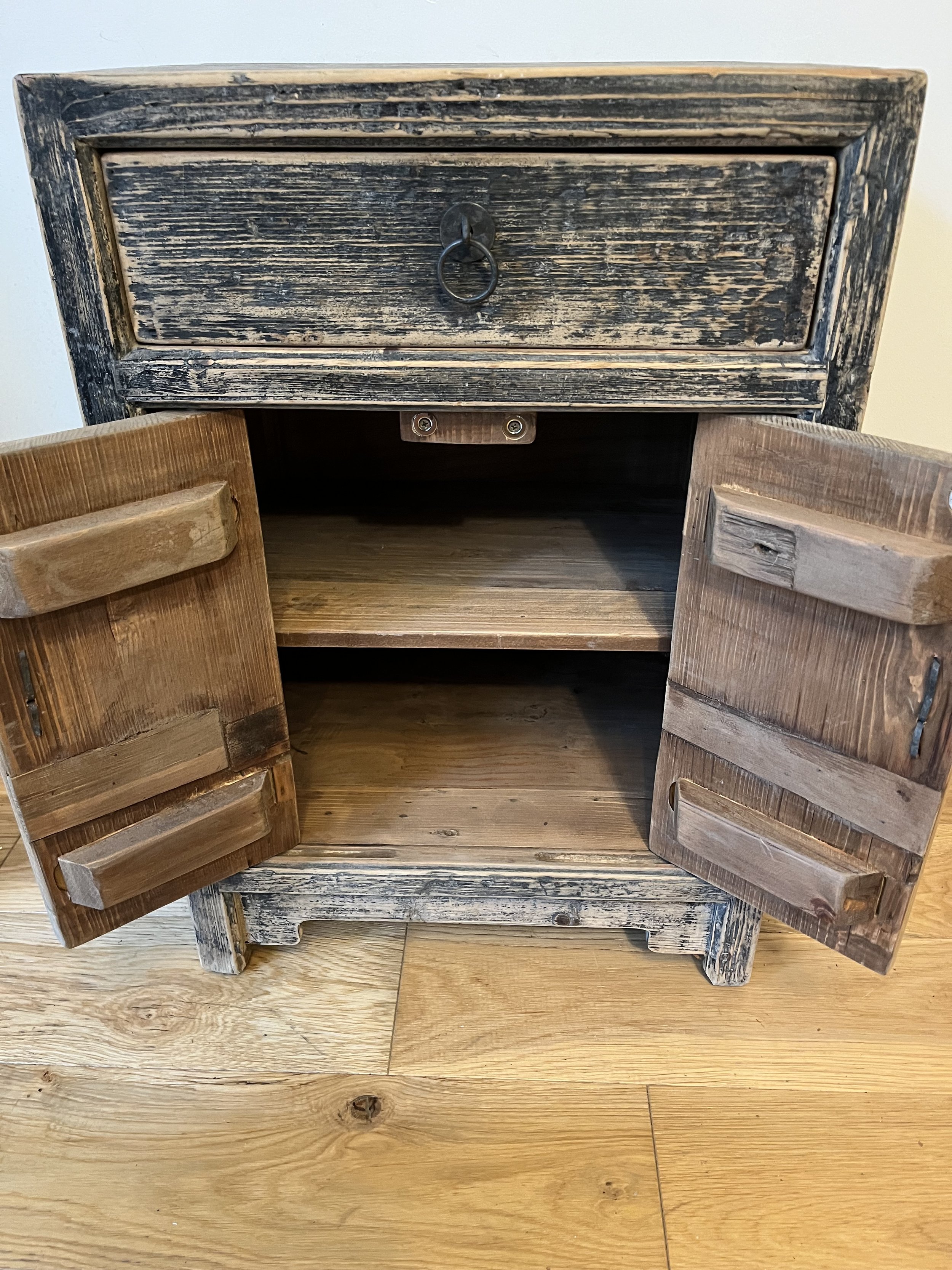 Secondhand vintage pine bedside table