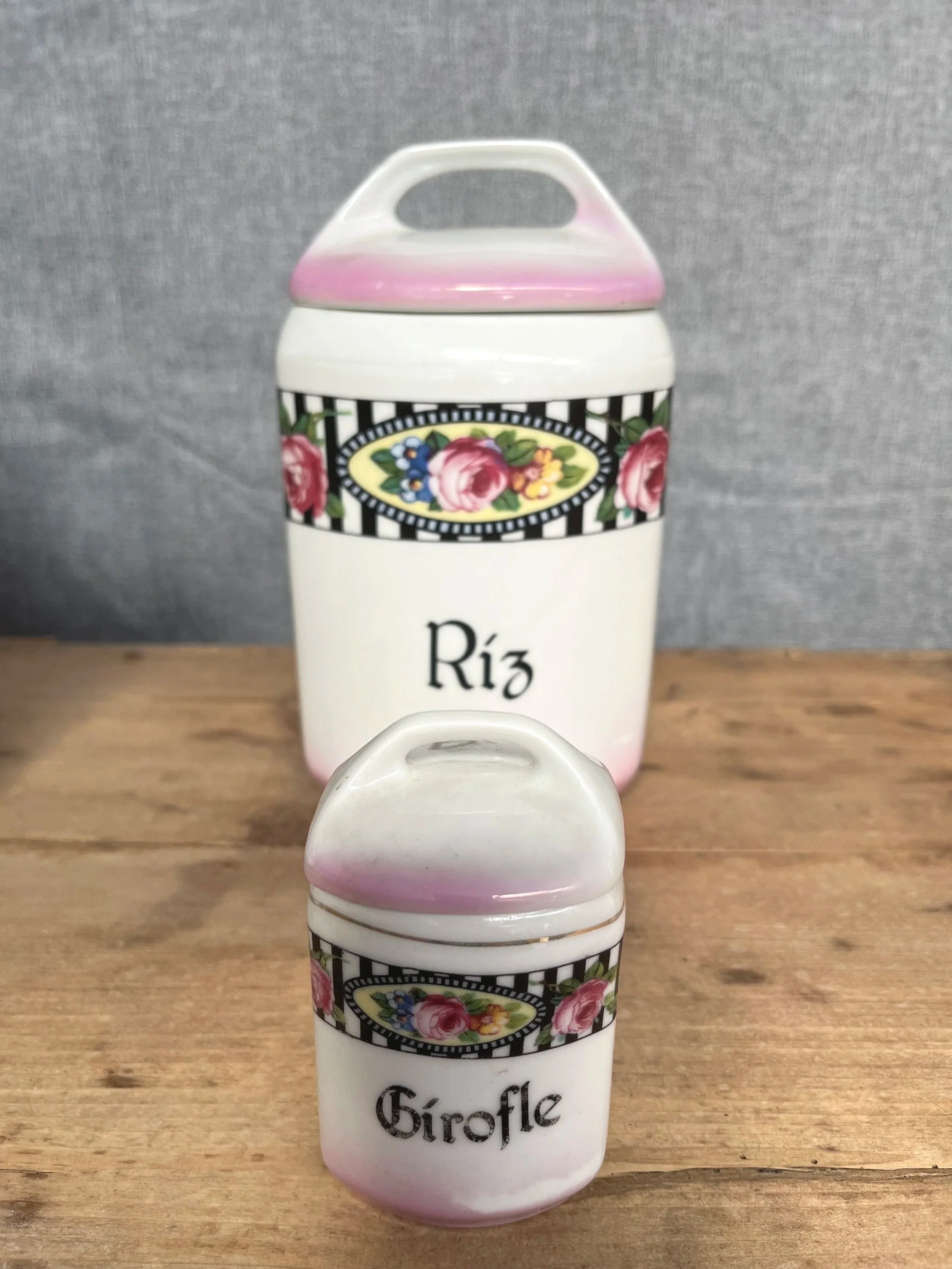 Secondhand vintage art deco kitchen canisters