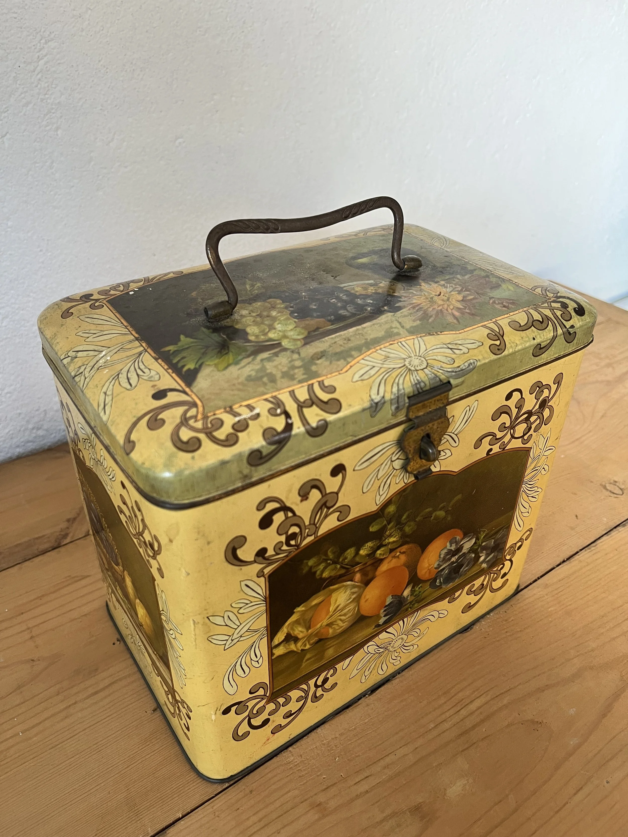 Secondhand vintage tin box