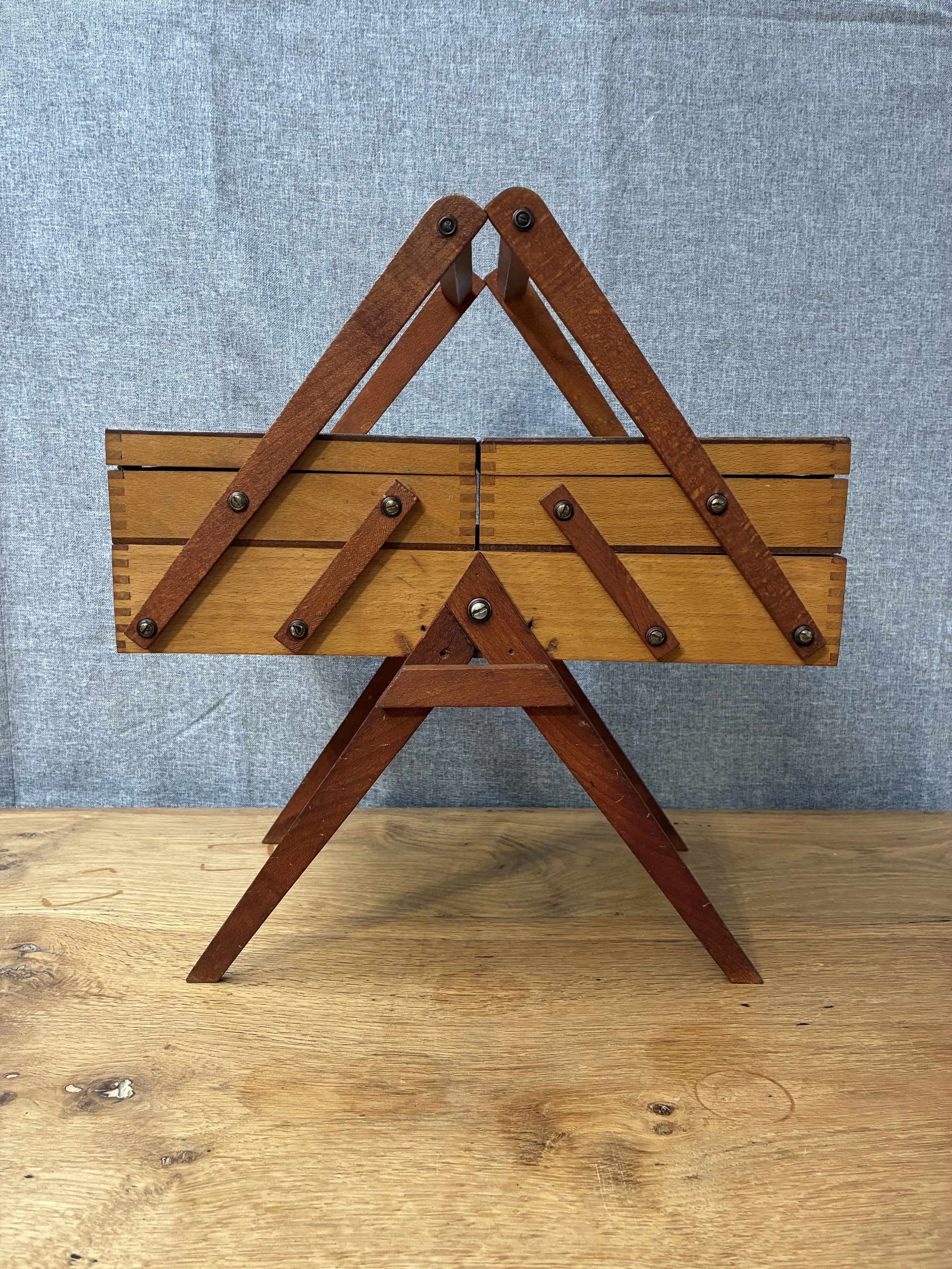 Secondhand vintage sewing box on legs