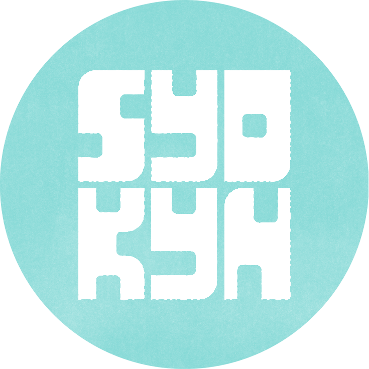 Stylized text "SYD KYNH" on a light blue background.