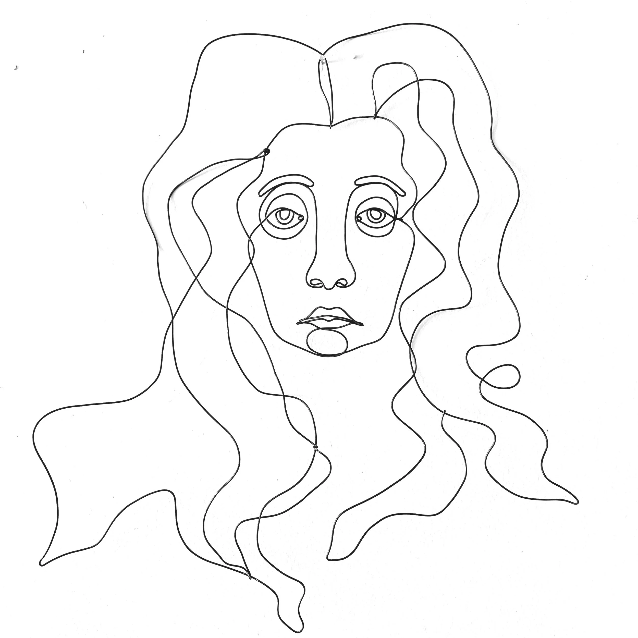 Marianne, 2022, powder coated steel wire, 19.5”x21”x3”
