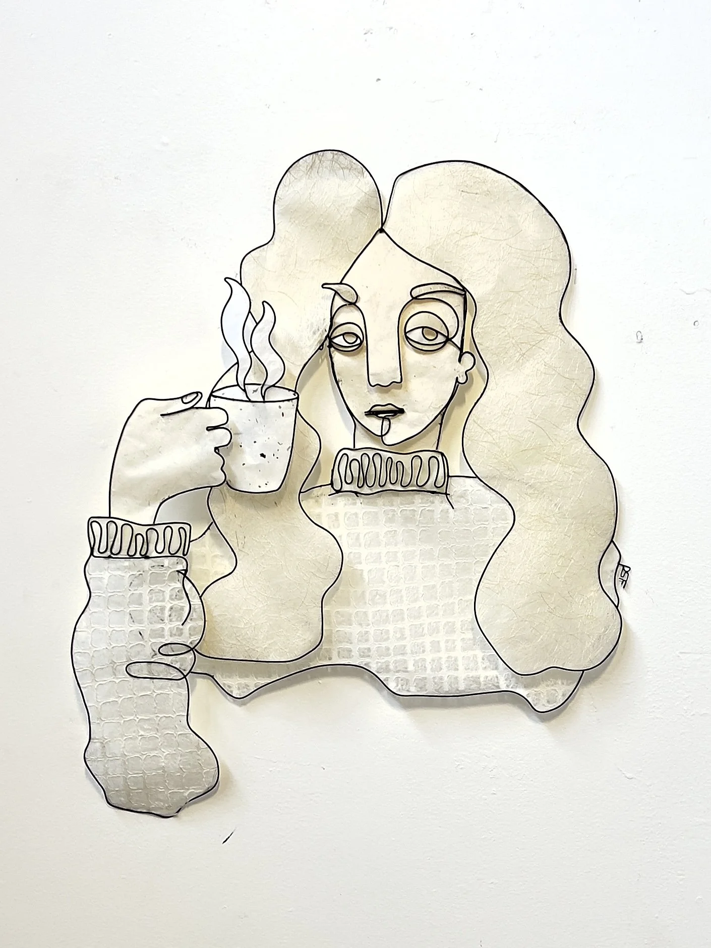 Morning Coffee, 2024, Powder Coated Steel, Paper, 36"x28"x4"