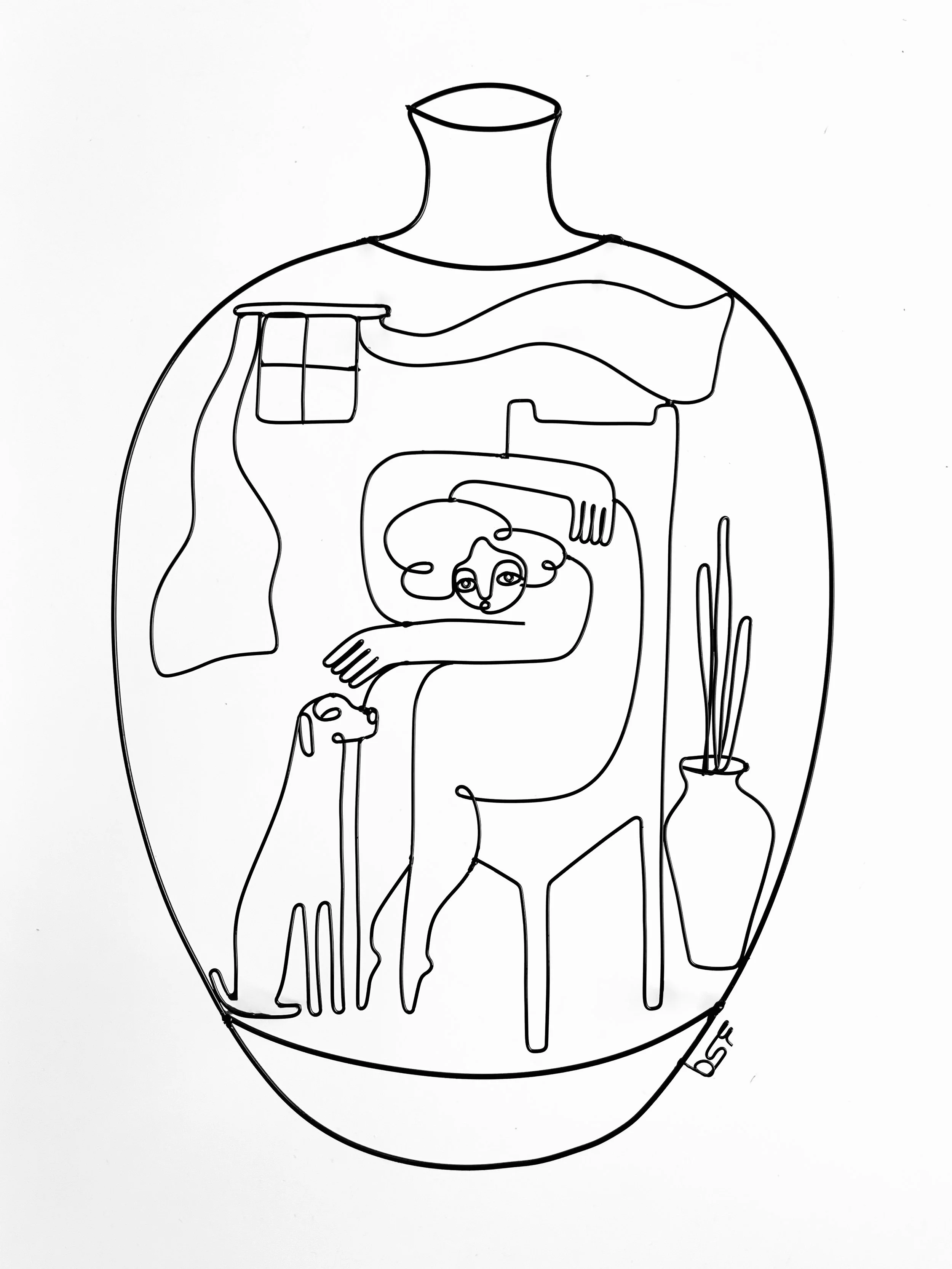 Ode to a Grecian Urn 13 (Pet the Dog), 2025, Powder Coated Steel, 11”x14”x3” - available at SOBU