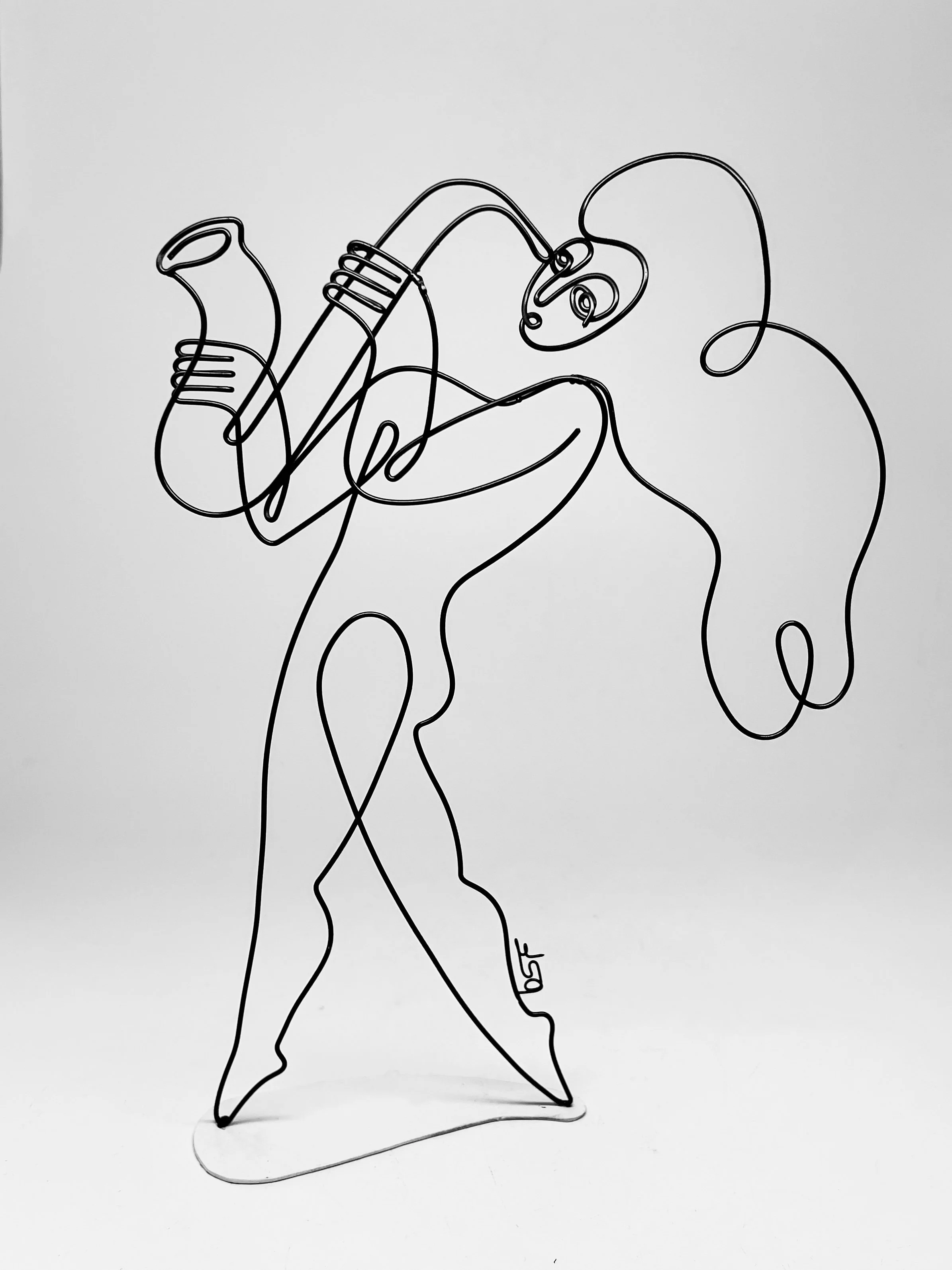 Jam Session (Saxophone), 2025, Powder Coated Steel + Acrylic, 8”x12”x1.5”