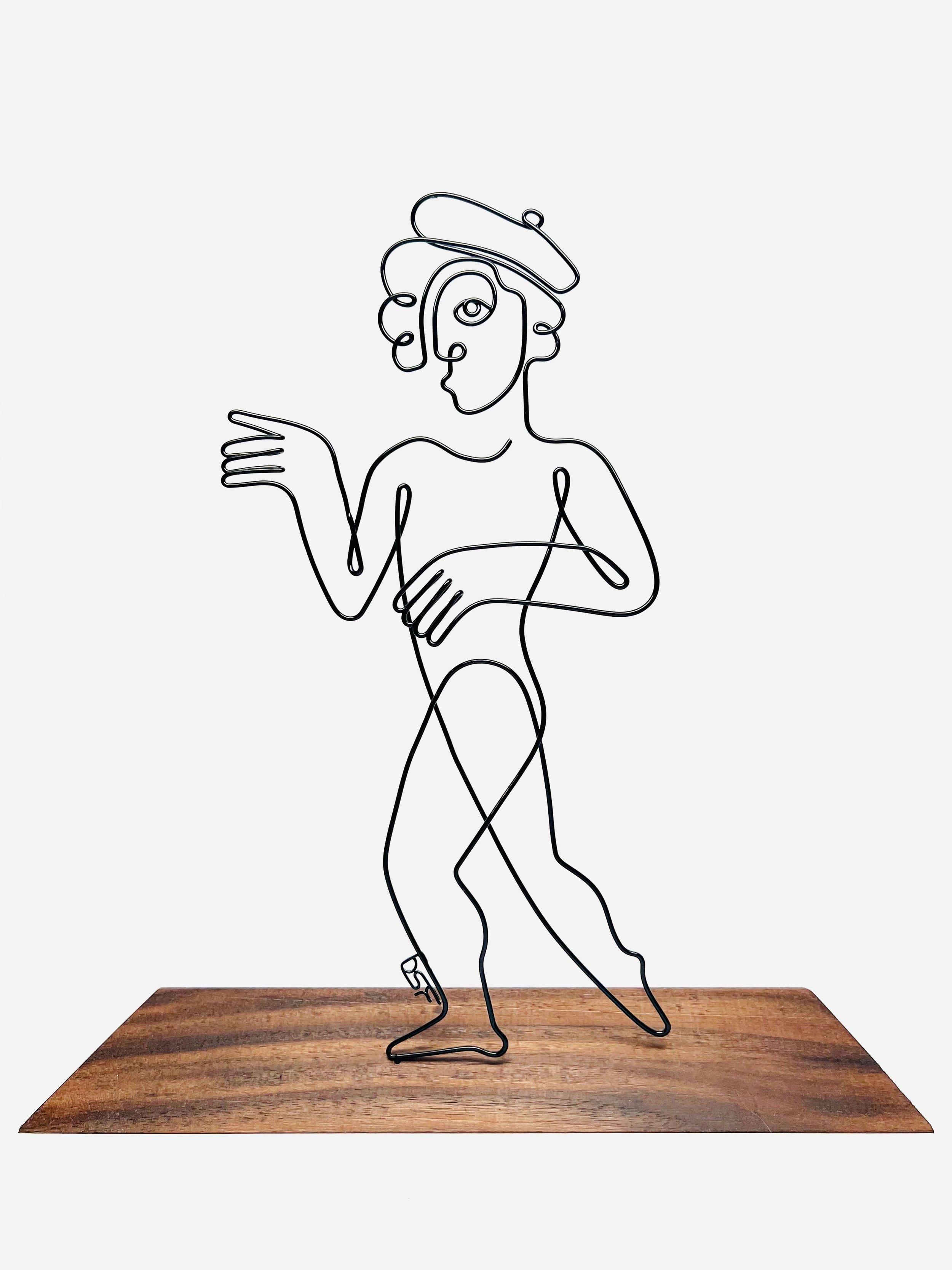 Dance Hall, 2023, powder coated steel, walnut, 11.25”x10.5”x2.5”