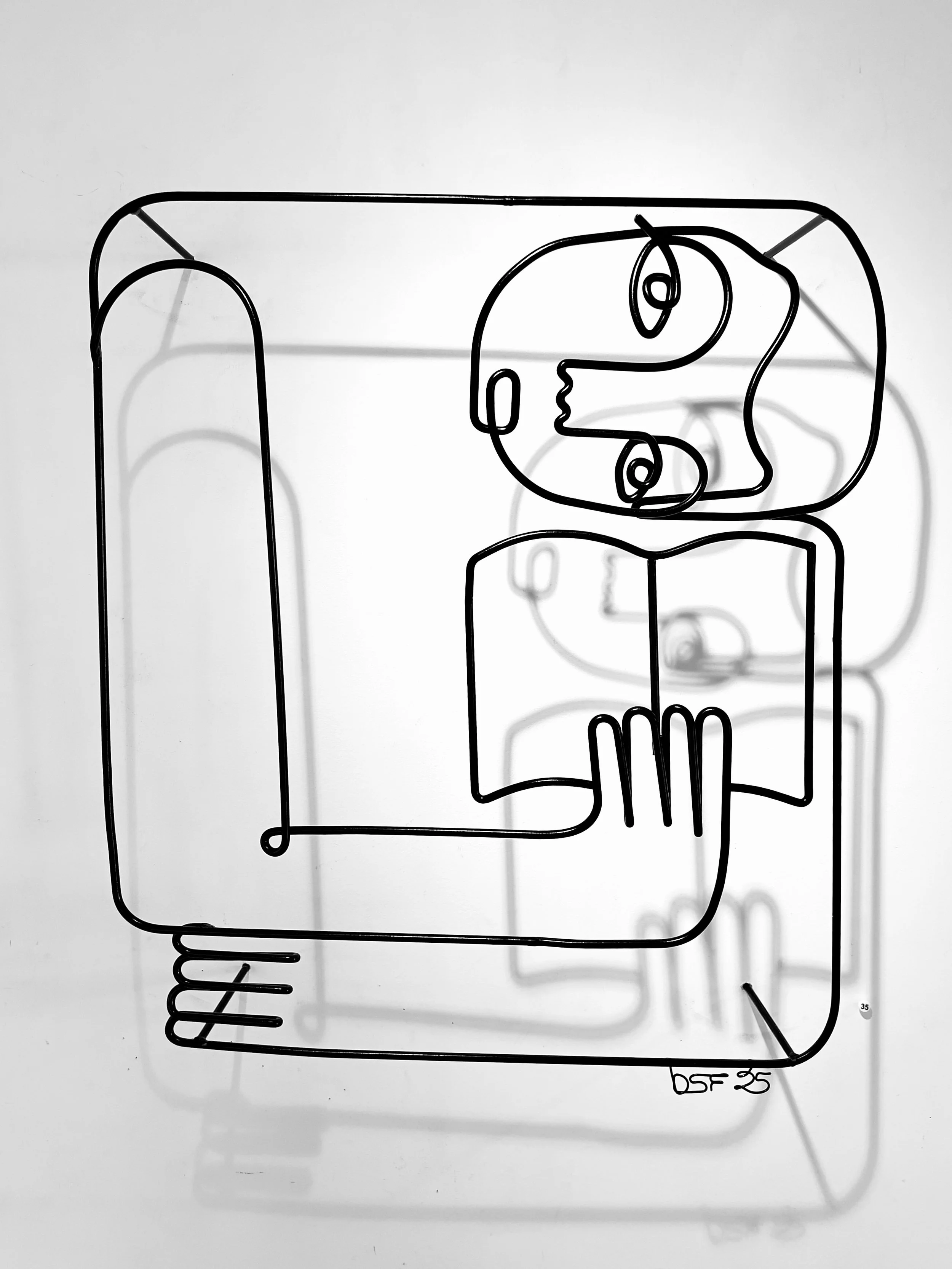 Engrossed, 2025, Powder Coated Steel, 24”x26”x4”, $2200 - available at Gray Loft Gallery (EBOS)
