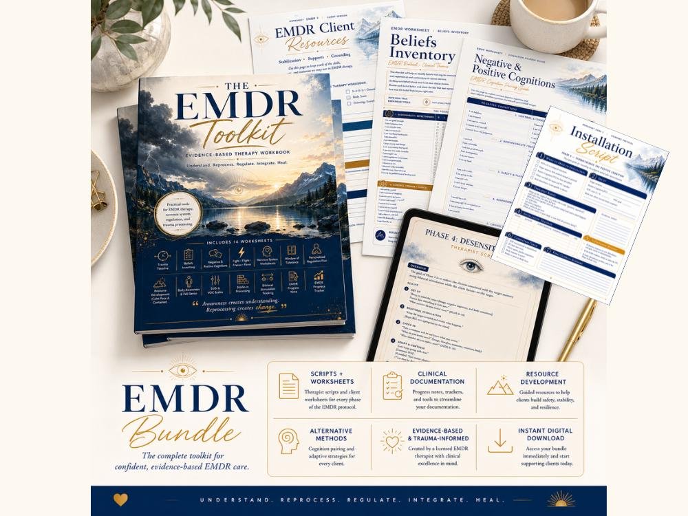 EMDR Mega Bundle: Therapist Scripts, Client Worksheets, Protocols & Resourcing Tools, Digital Download