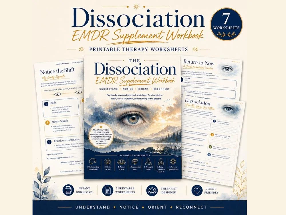 Dissociation Workbook for Therapists | EMDR Worksheets & Nervous System Tools | Printable PDF
