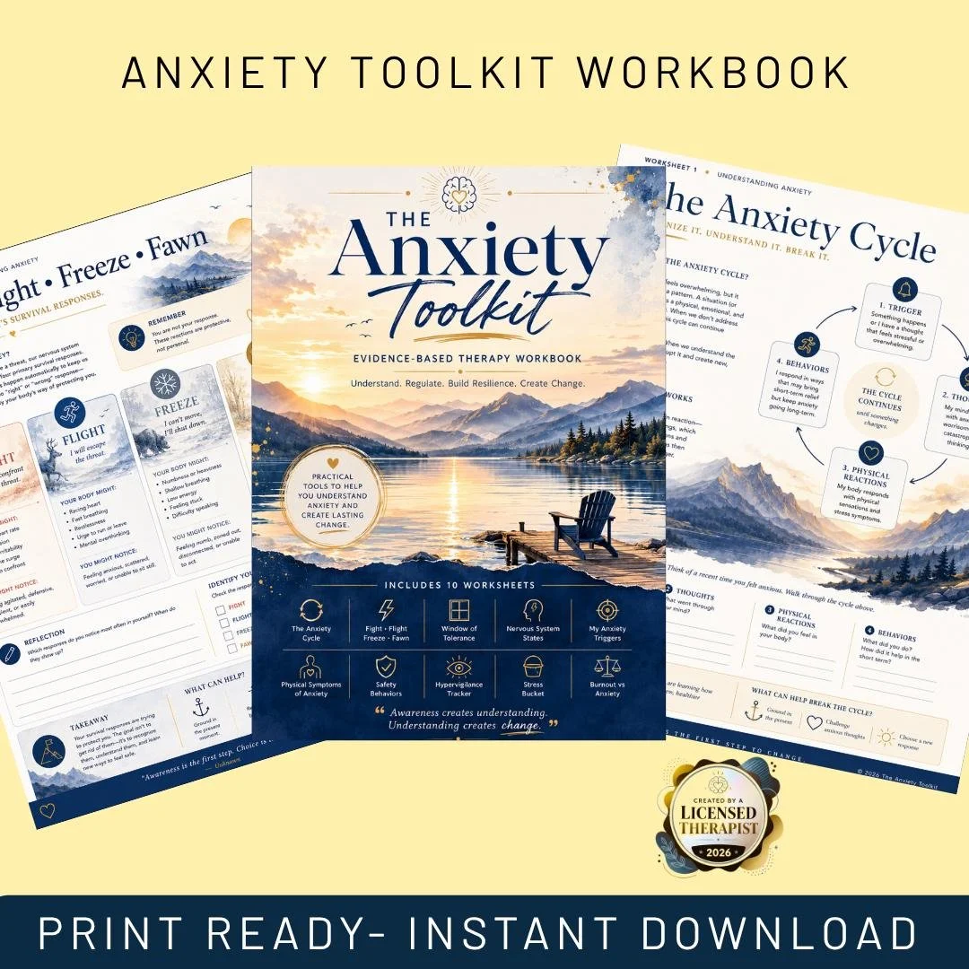 Anxiety Toolkit Therapy Workbook | CBT, Somatic, Nervous System Regulation (Digital Download)