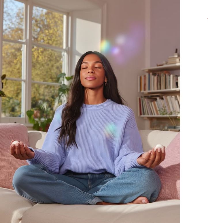 Client holding Dharma Dr. EMDR tappers during bilateral stimulation.