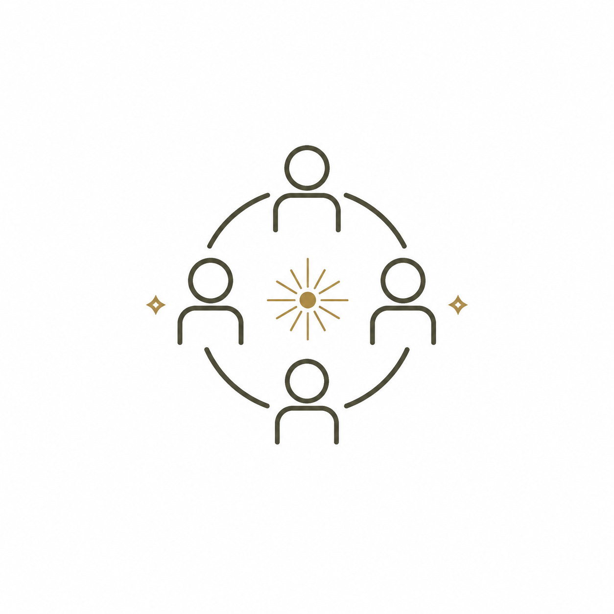 Graphic showing five interconnected people surrounding a central starburst symbol, representing Building Community. Cultivating Connection.
The McKinney Therapist Collective.