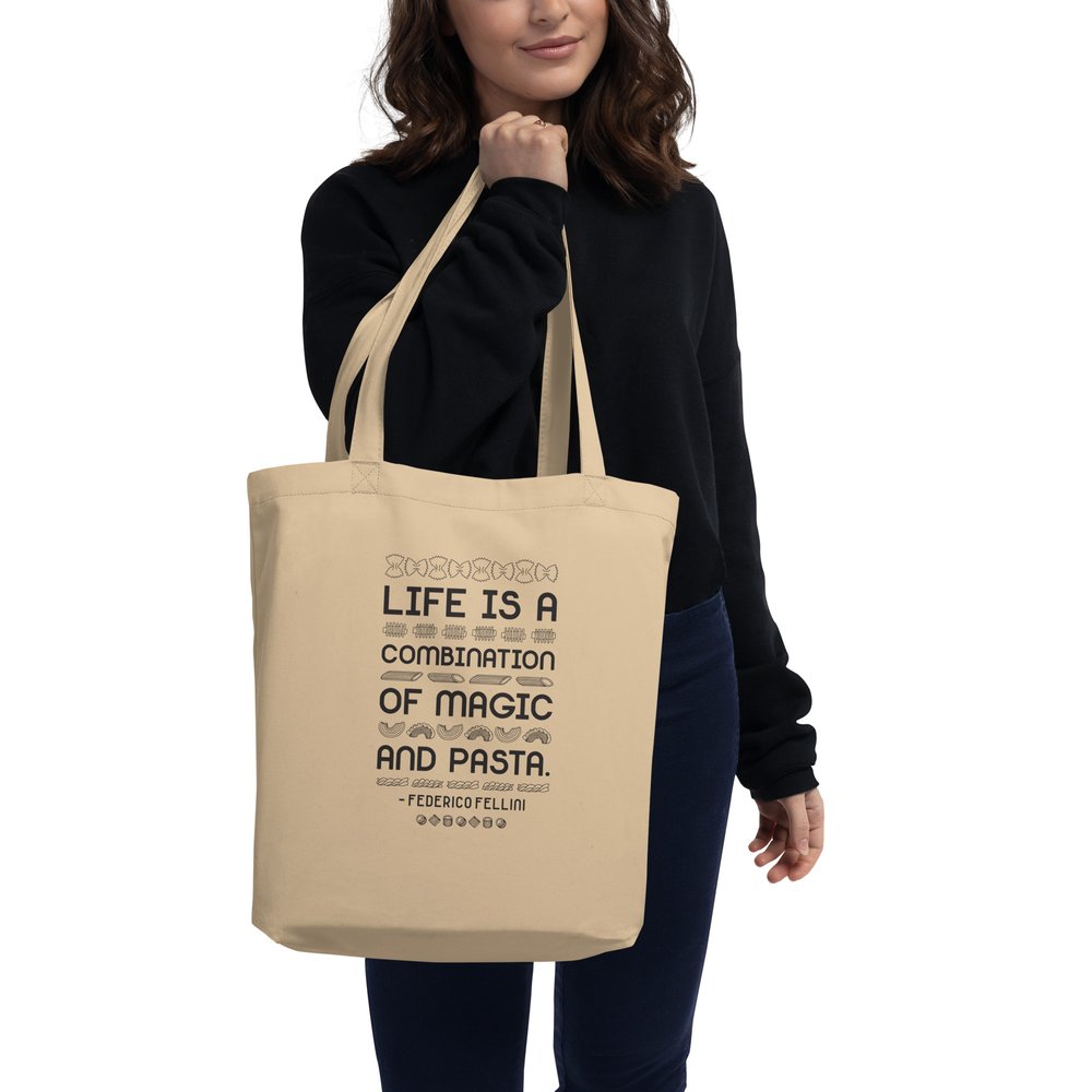 Magic & Pasta Fellini Quote: Organic Tote Bag Natural