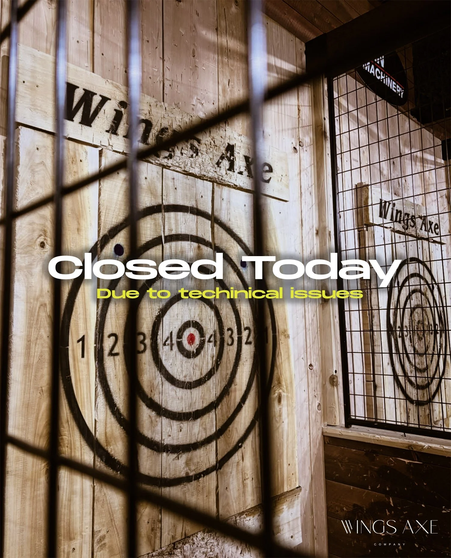 We want to give you the best experience possible, and today we&rsquo;re taking care of an equipment issue in our kitchen. 🫶
Because of this, Wings Axe Company will be closed today.

We're hoping to be back open tomorrow and ready to serve you!
Thank