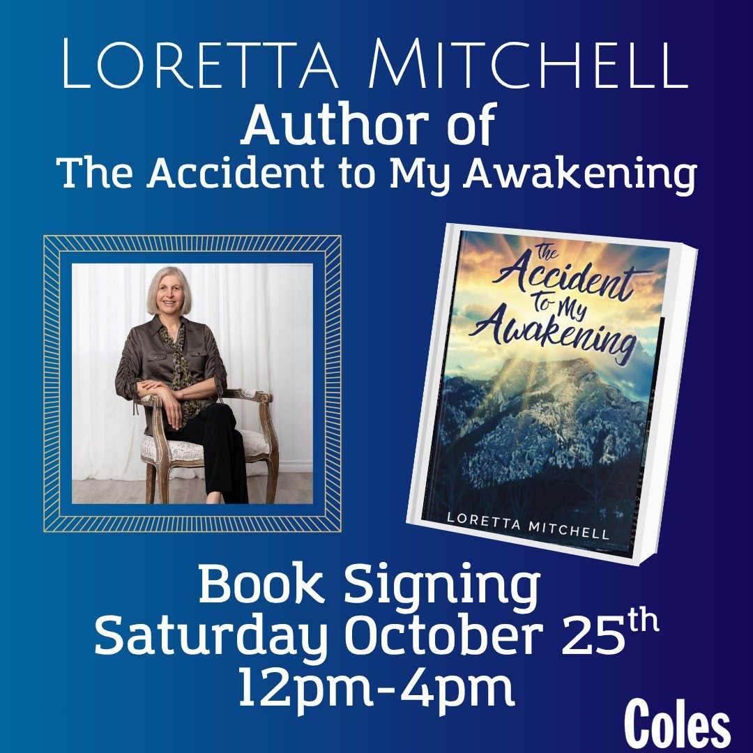 Busy weekend at LloydMall!

On Saturday, Oct 24 from 12pm-4pm, Loretta Mitchell will be at Coles, signing copies of her book, The Accident to My Awakening.

On Sunday, Oct 25 from 12pm-4pm, Jack Lindquist will be at Coles signing copies of his wester